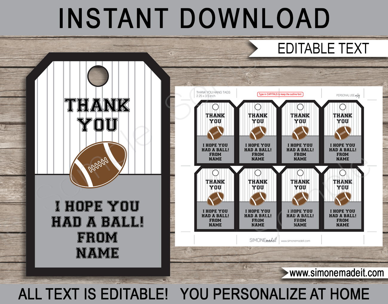 Football Party Favor Tags Template - Choose Your Colors inside Free Printable Football Tags