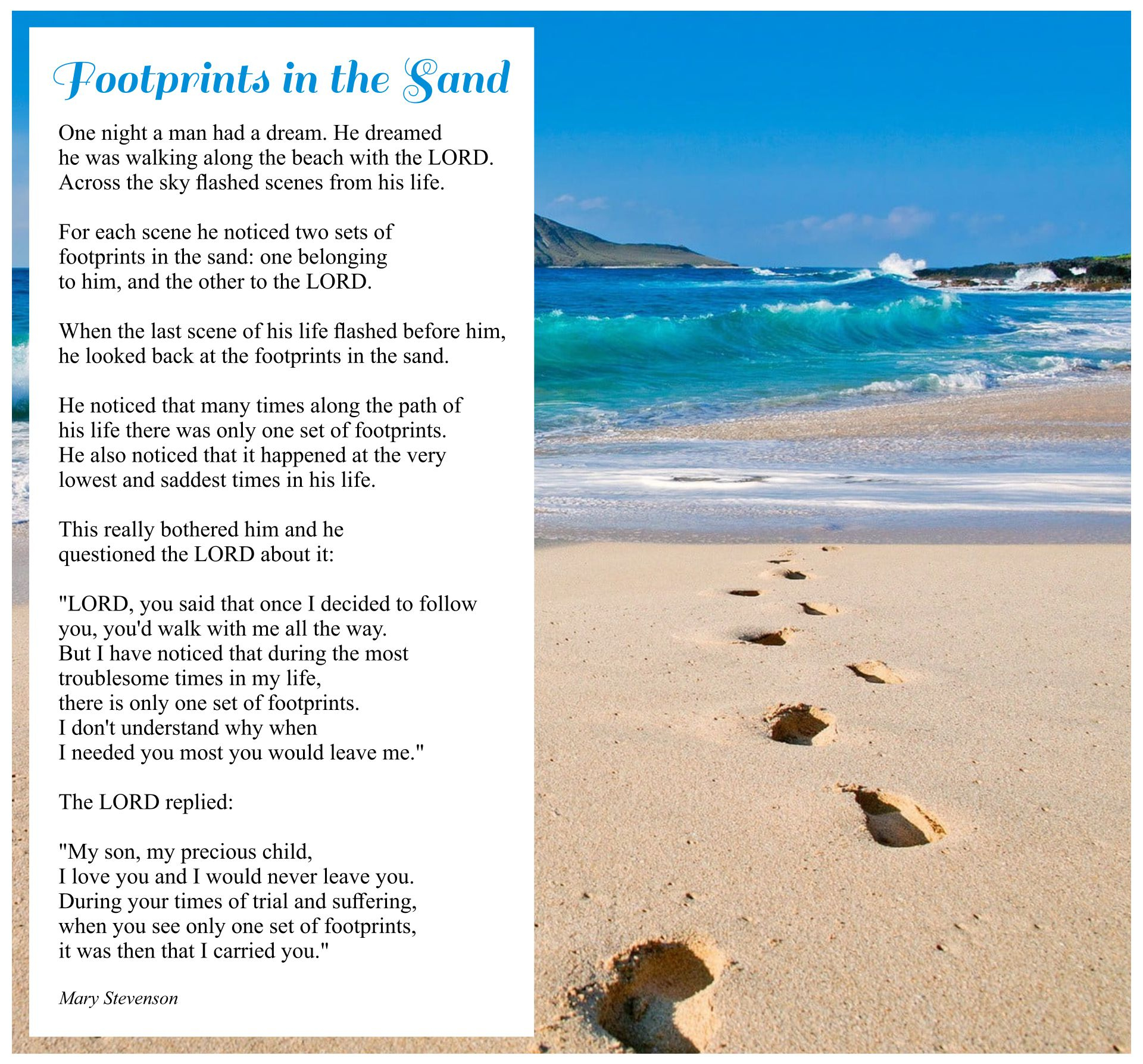 Footprints In The Sand Poem Printable in Free Printable Footprints In The Sand Poem