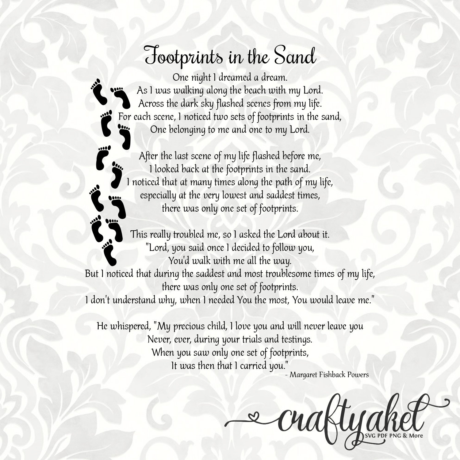 Footprints In The Sand Poem (Svg, Pdf, Png Digital File Vector for Free Printable Footprints in the Sand Poem