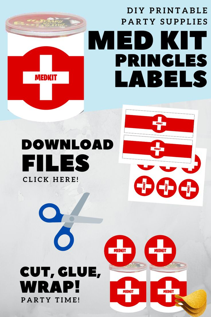 Fortnite Birthday Party 1.3Oz Med Kit Labels For Pringles Cans inside Fortnite Medkit Printable Free