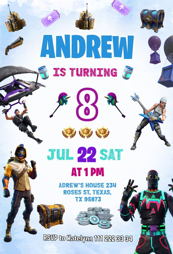 Fortnite Customizable Invite Template | Instant Download | Share with Downloadable Free Printable Fortnite Invitations