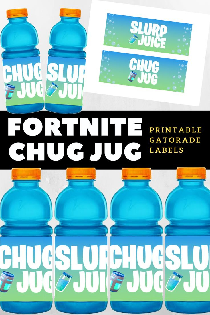 Fortnite Party 20Oz Gatorade Chug Jug And Slurp Juice Printable Labels with Fortnite Chug Jug Printable Free Soda Can