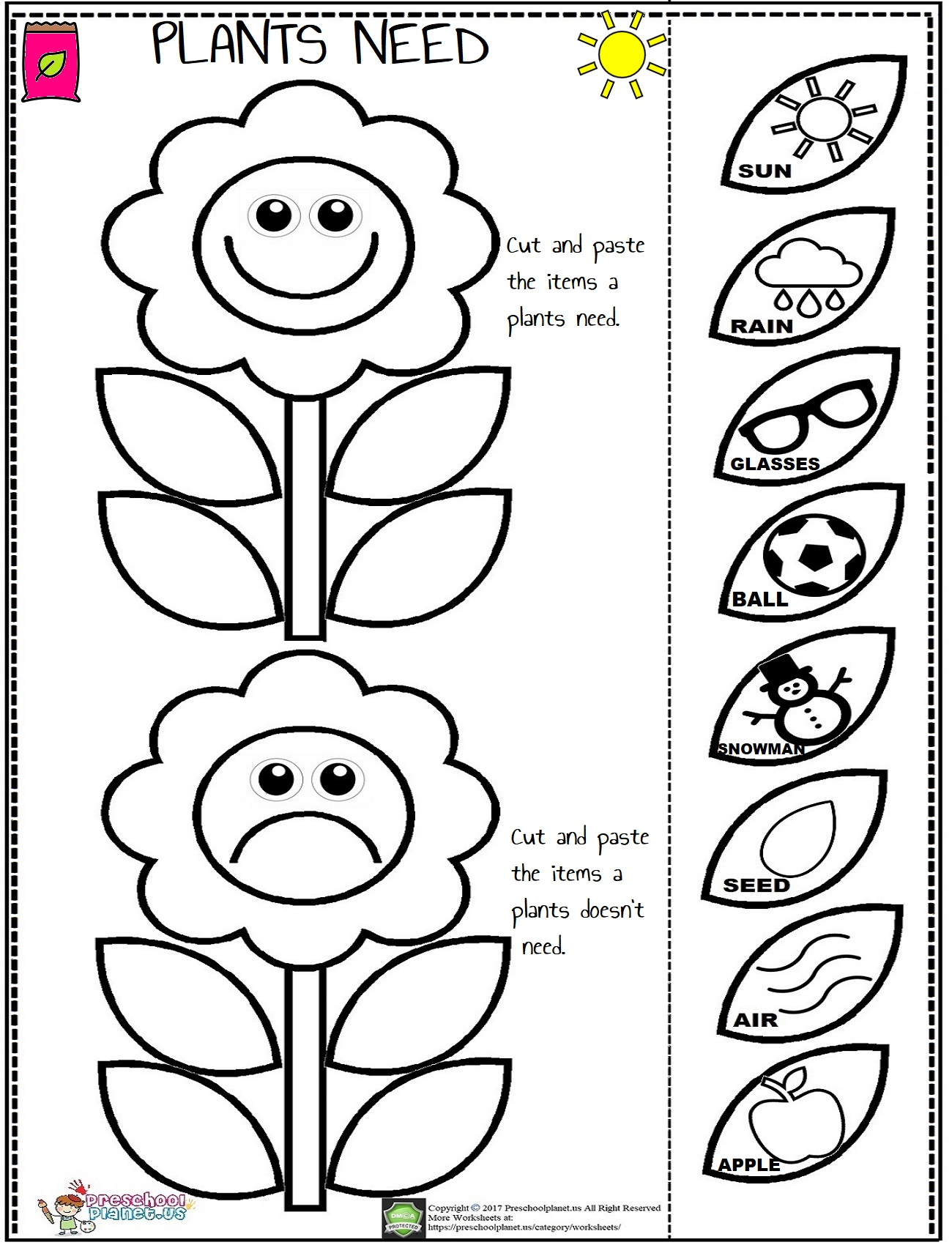 Four Season Worksheet For Kids – Preschoolplanet within Spring Cut and Paste Printables