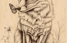 Fox And Butterfly Laser Engraving File, Ready To Engrave Png inside Free Printable Wildlife Wood Burning Patterns