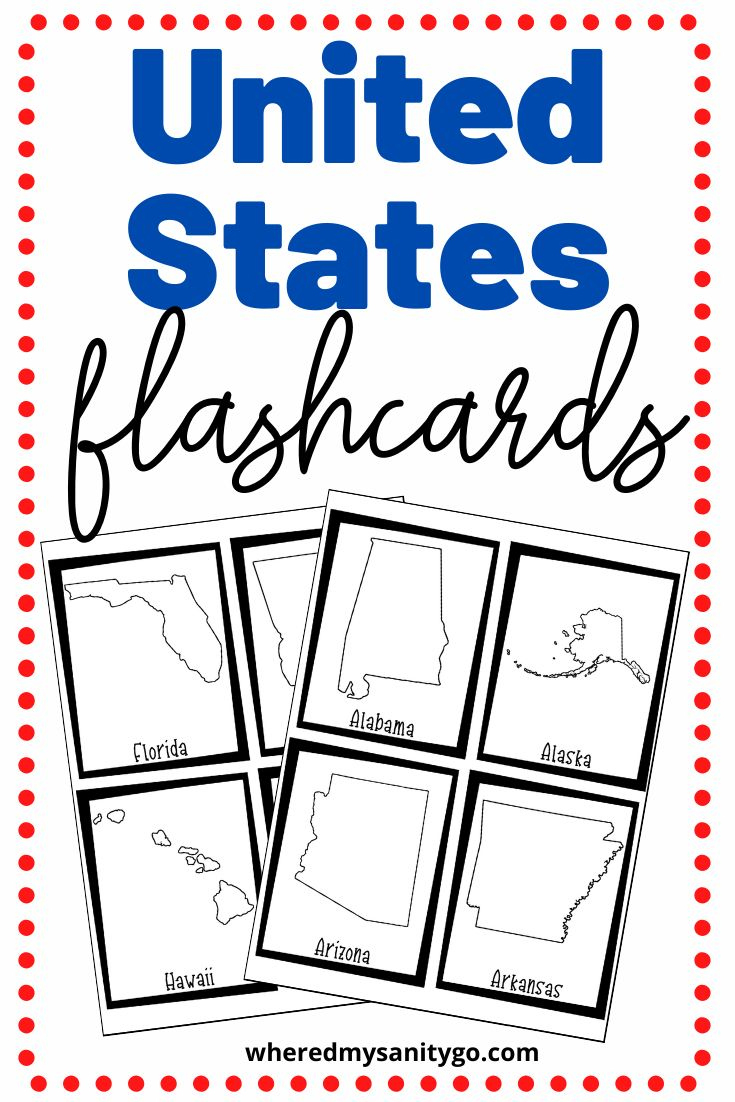 Free 50 States Flashcards for 50 States Flash Cards Printable