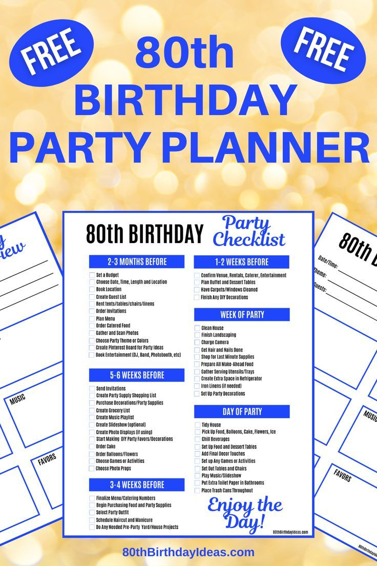 Free 80Th Birthday Party Planning Checklist inside Free Printable Games For 80Th Birthday Party