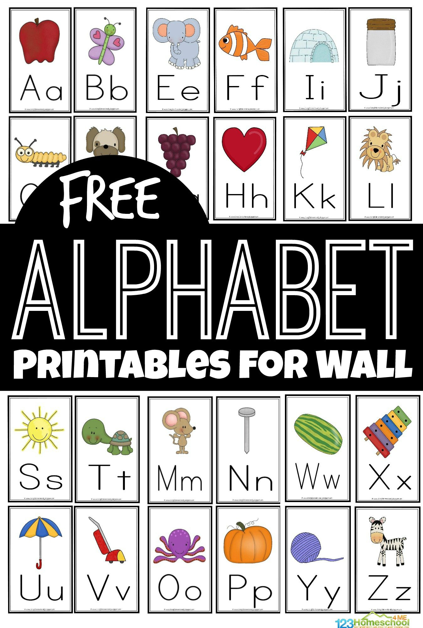 Free Alphabet Flashcards And Printables For Wall with Free Printable Alphabet Wall Posters