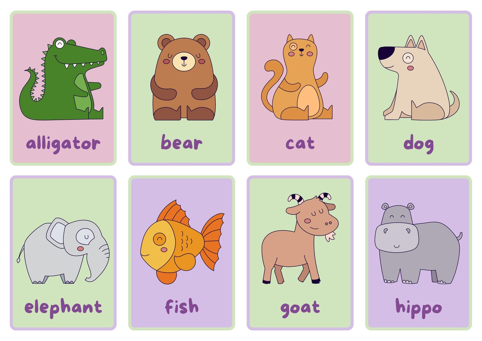 Free Animal Flashcards To Customize And Print | Canva inside Free Printable Animals Flashcards
