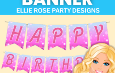 Free Barbie Birthday Banner Printable | Ellierosepartydesigns inside Barbie Birthday Banner Free Printable