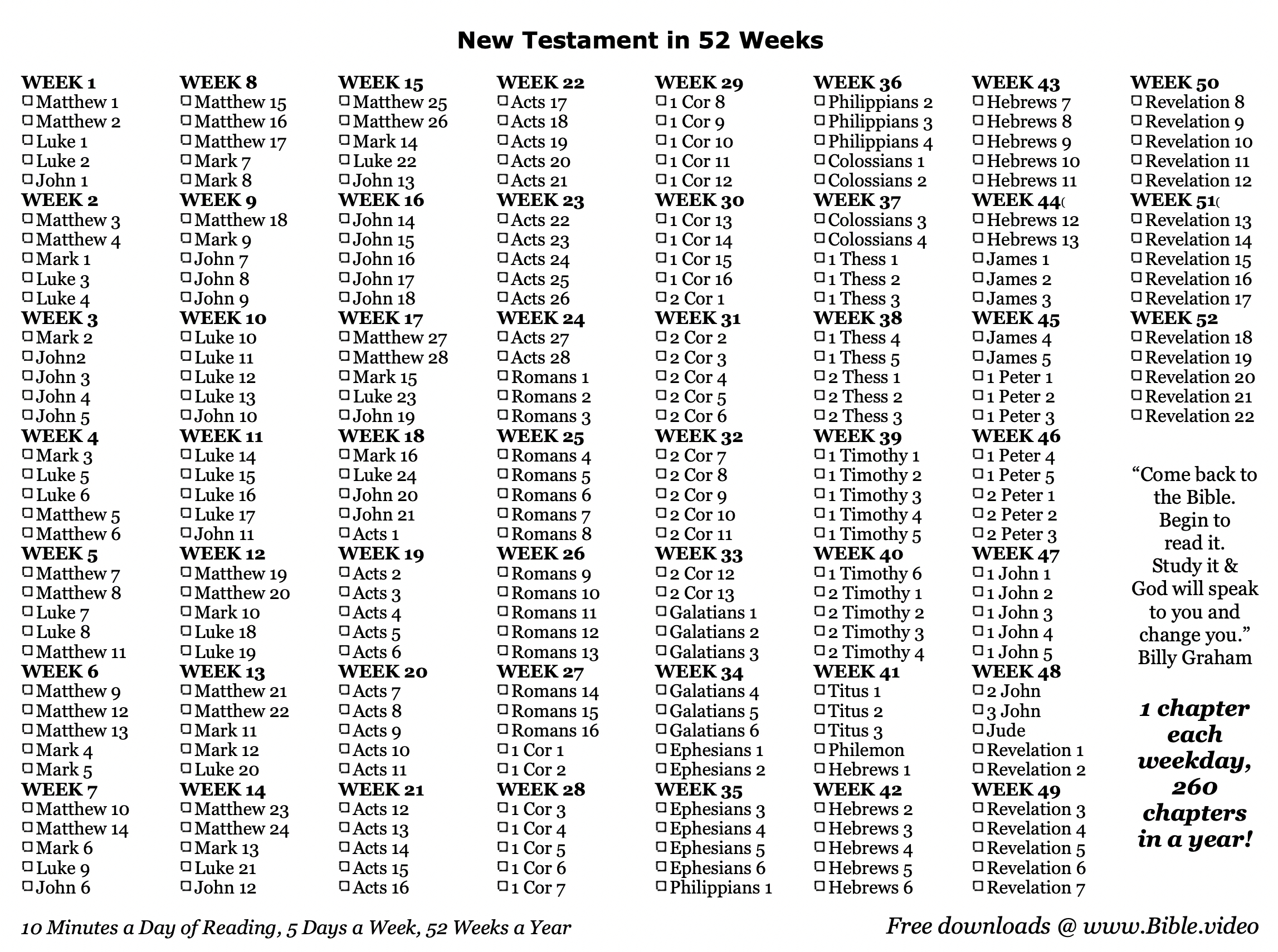 Free Bible Reading Plans — South Fork Church with Free Printable Read The Bible In A Year Plan