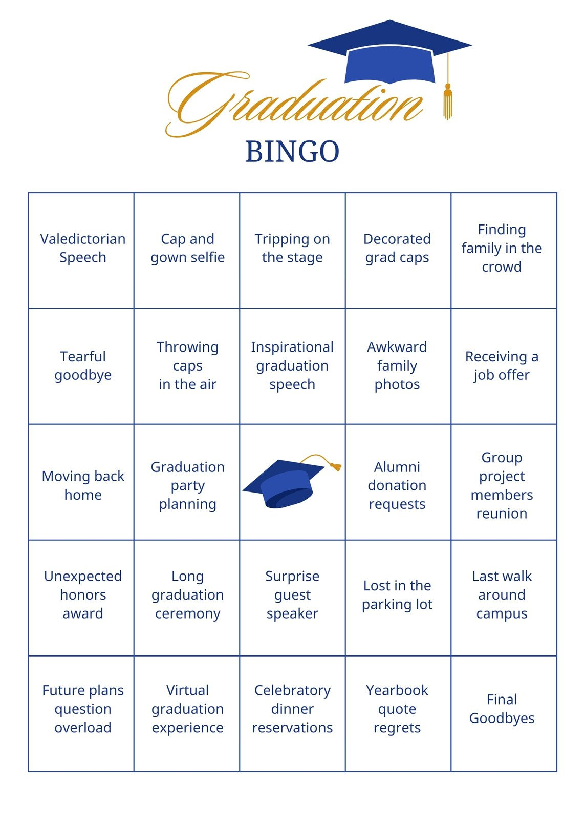 Free Bingo Card Templates To Customize And Print | Canva within Graduation Bingo Free Printable