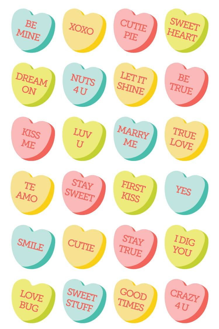 Free Conversation Hearts Clipart + Svg Cut Files - Hey, Let&amp;#039;S Make for Free Printable Conversation Hearts