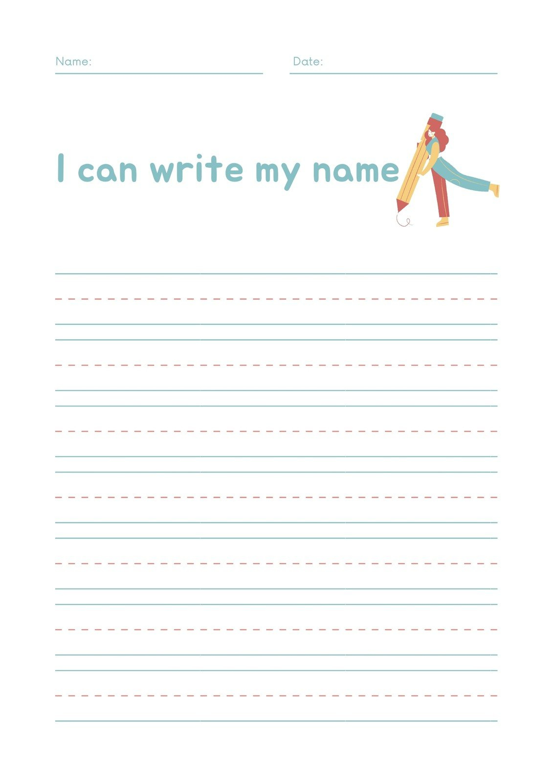 Free Custom Printable Handwriting Worksheet Templates | Canva with Writing Worksheets Printable Free