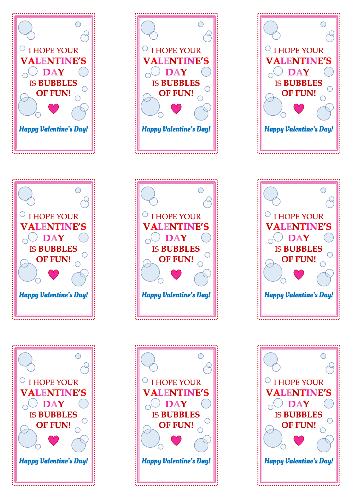 Free Diy Valentine Bubbles Printout - Peachfully Chic with Bubble Valentine Printable Free