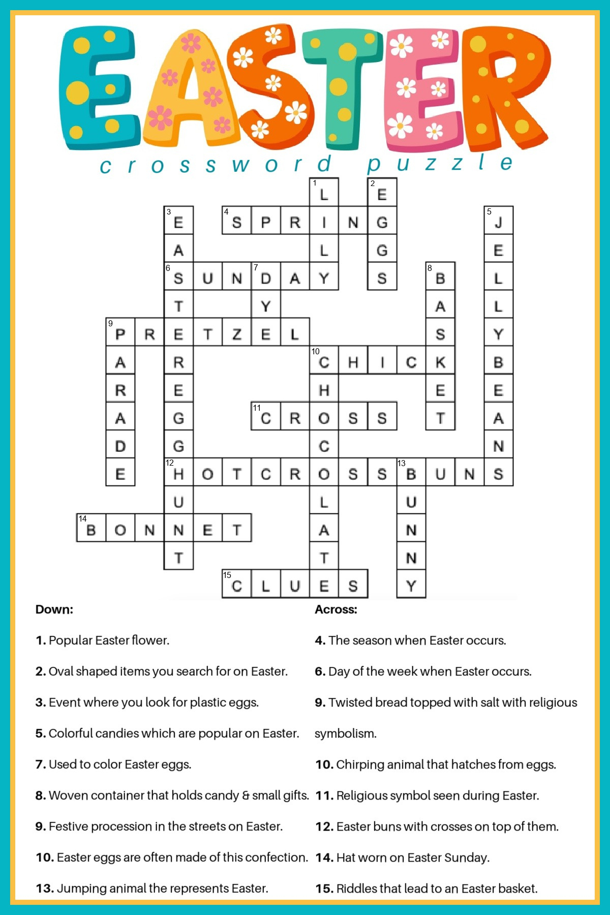 Free Easter Crossword Puzzle Printable - 2 Versions &amp;amp; Answer Key for Printable Crosswords With Answers