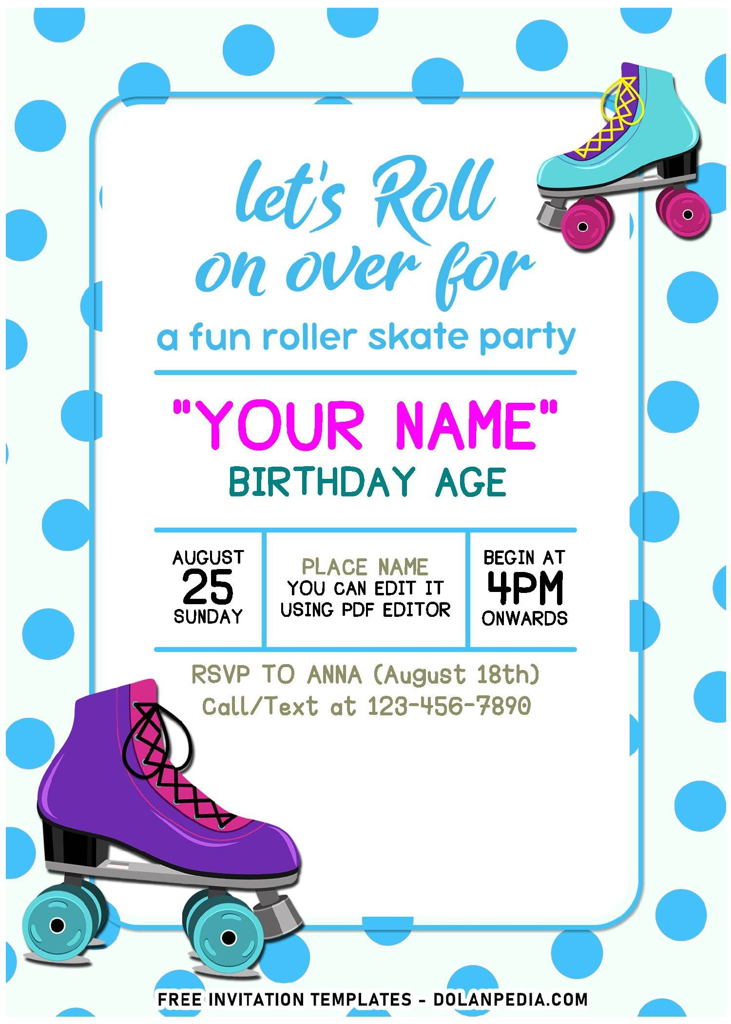 Free Editable Pdf) Retro Roller Skating Birthday Invitation Templates in Free Printable Roller Skate Invitations