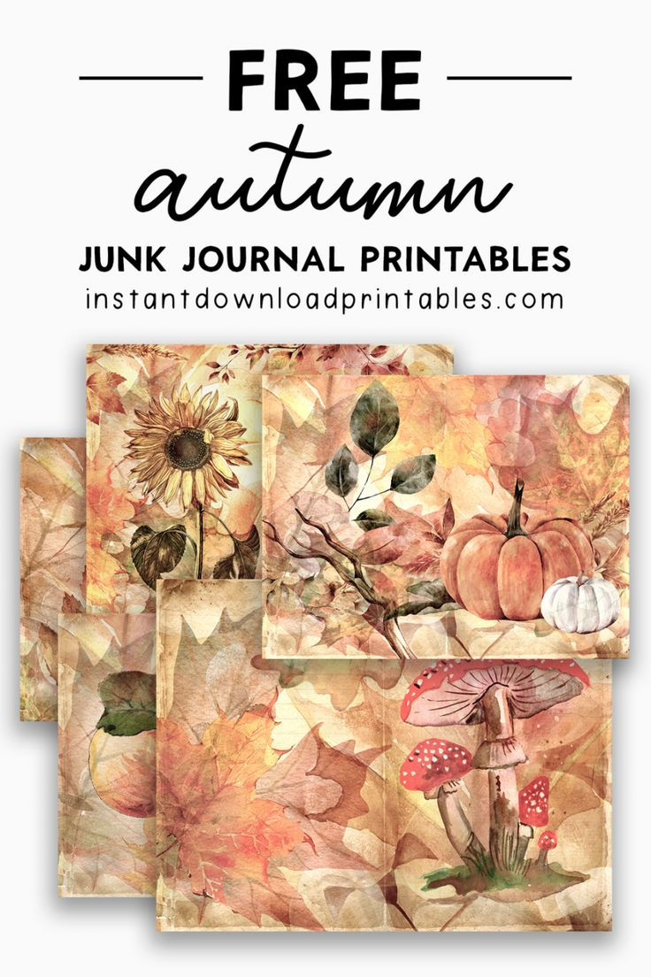 Free Fall Autumn Junk Art Journal Scrapbook Digital - Instant regarding Free Art Journal Printables