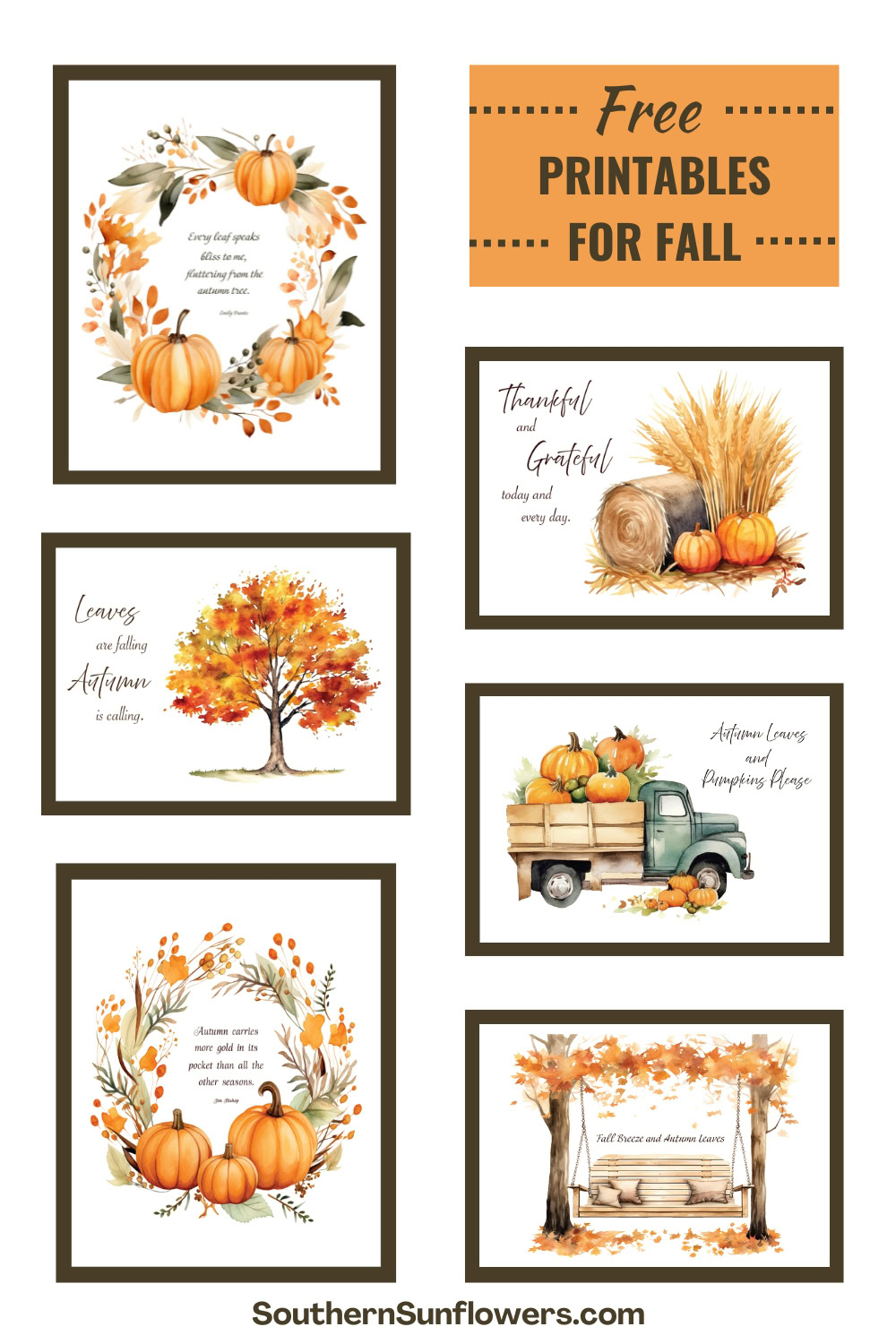 Free Fall Printables For Autumn Decorating - throughout Free Fall Printables 8x10