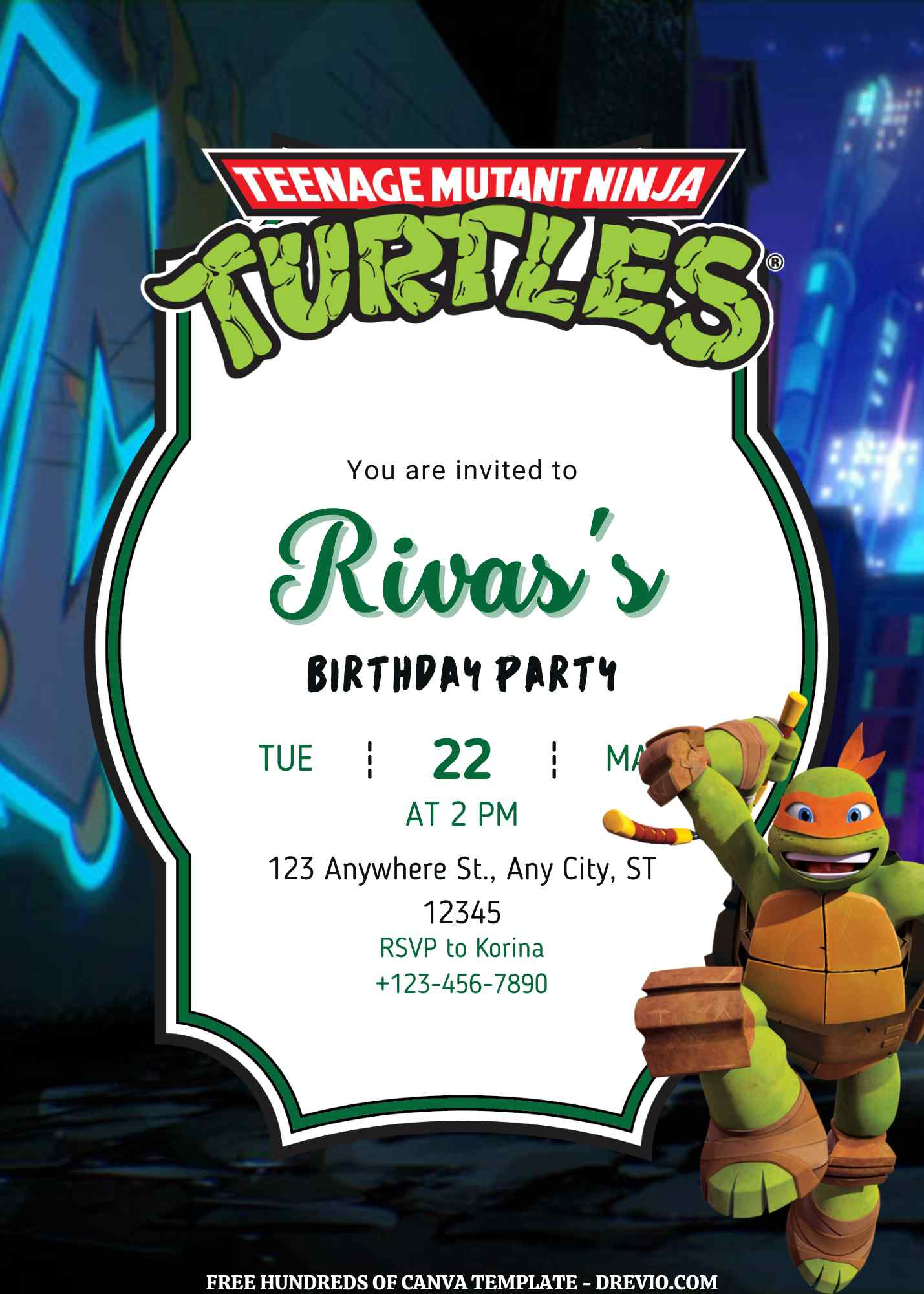 Free Free Printable Invitations Ninja Turtles, Download Free Free regarding Free Printable Ninja Turtle Invitation Templates