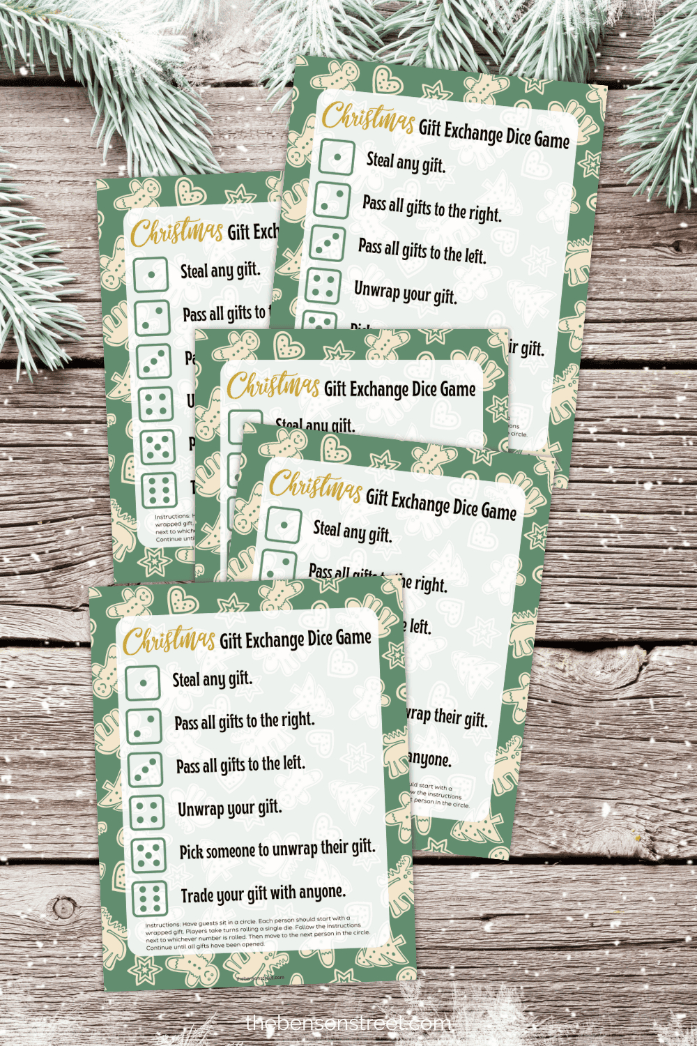 Free Gift Exchange Christmas Dice Game Printable - The Benson Street with regard to White Elephant Dice Game Free Printable