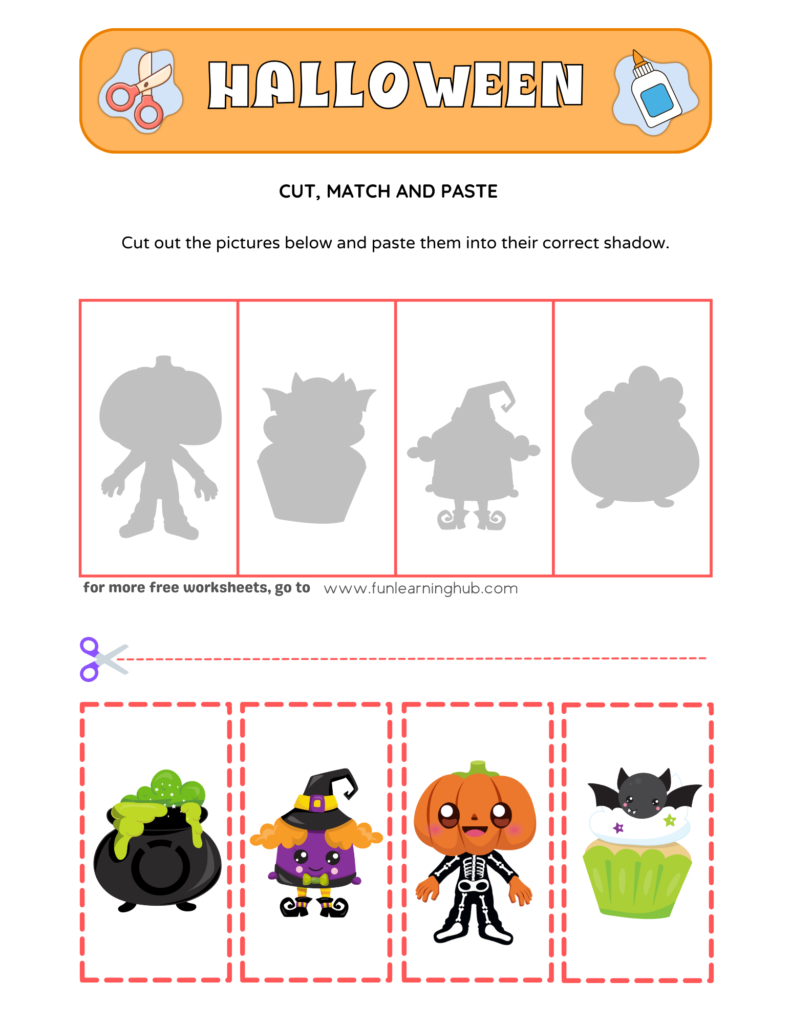 Free Halloween Cut-And-Paste Worksheets To Download throughout Printable Halloween Cut And Paste
