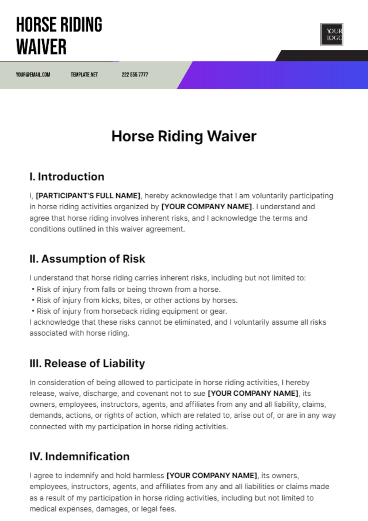 Free Horse Riding Waiver Template To Edit Online pertaining to Printable Free Horseback Riding Release Form
