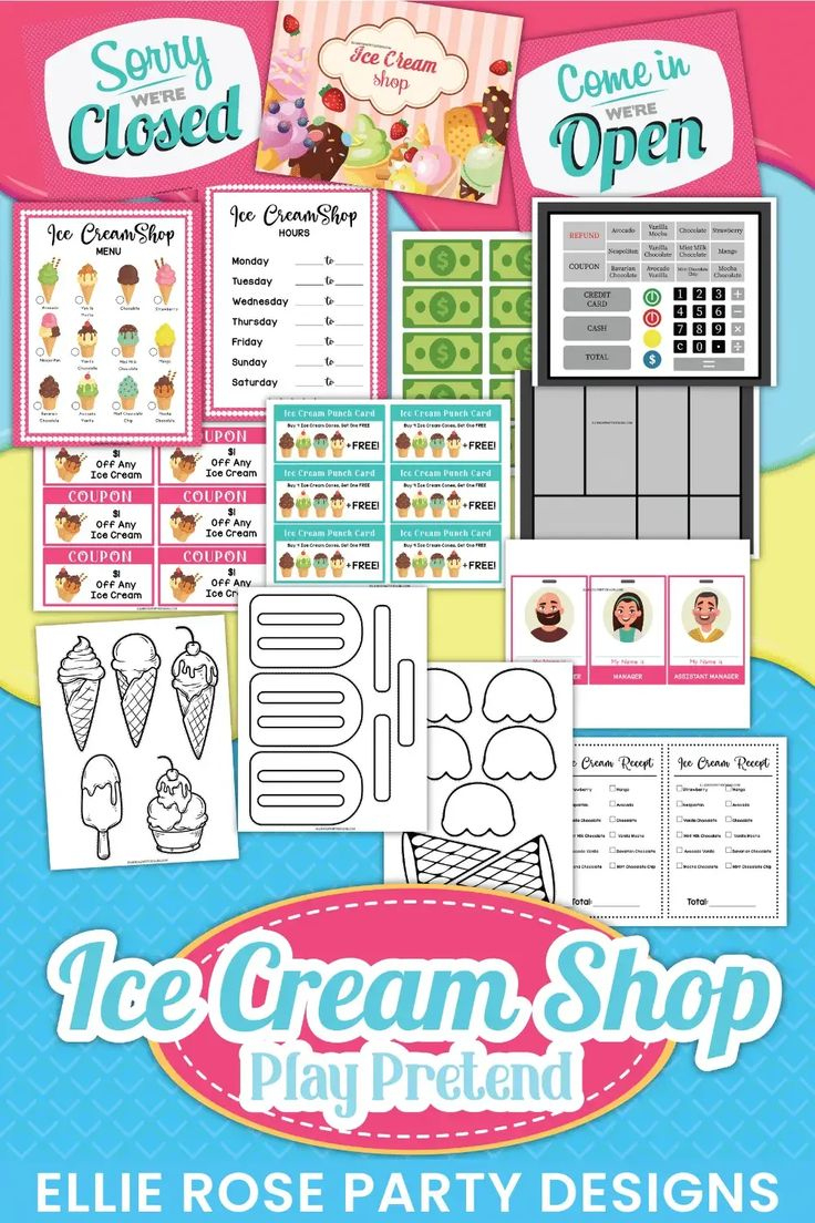 Free Ice Cream Shop Pretend Play Printables in Ice Cream Shop Dramatic Play Free Printables
