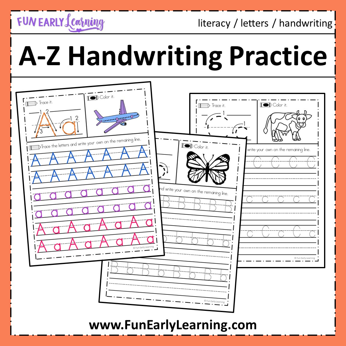 Free Letter Tracing Worksheets – A-Z Handwriting Practice – Fun inside Free Printable Printing Worksheets