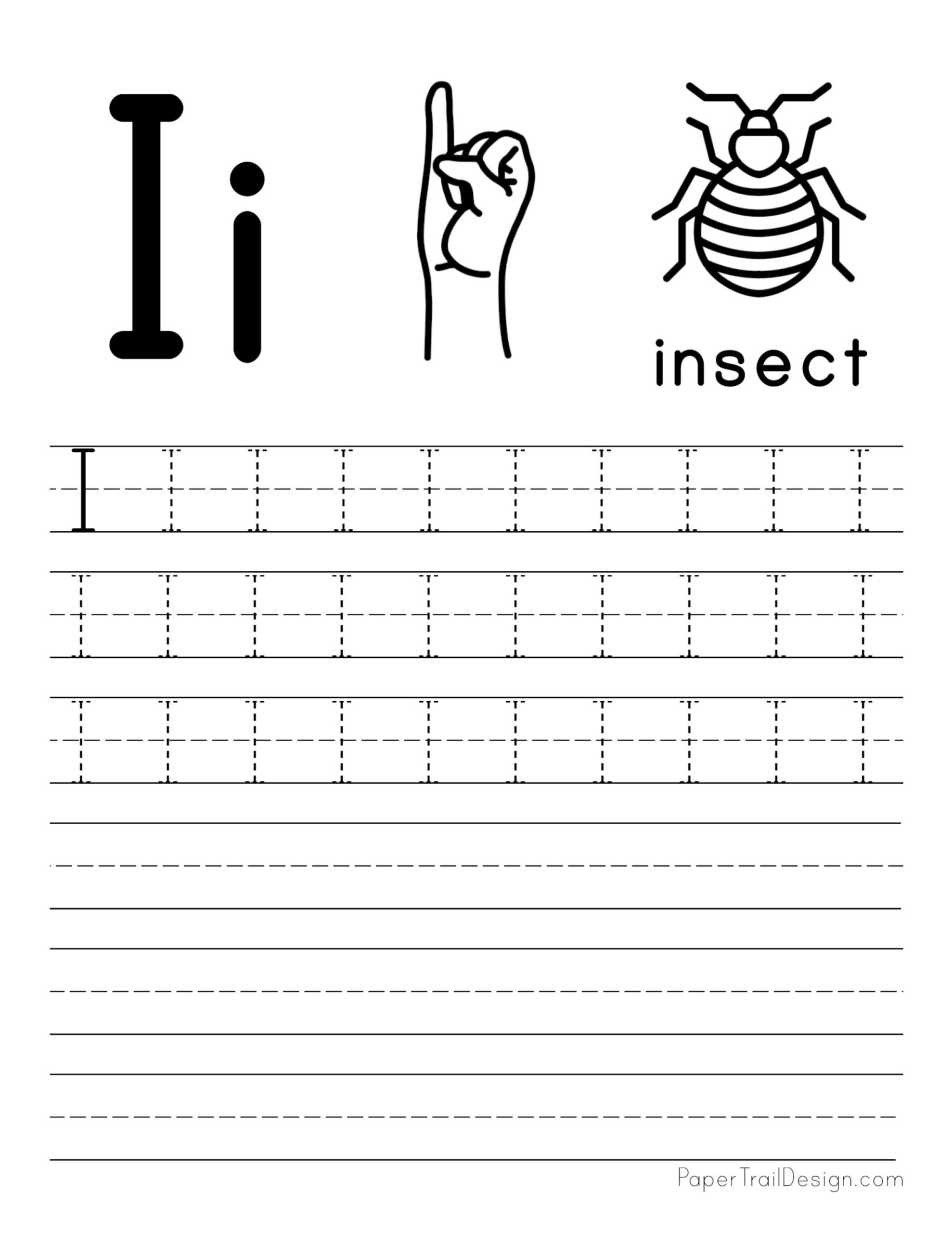 Free Letter Tracing Worksheets - Paper Trail Design - Worksheets with Free Printable Letter I Tracing Worksheets