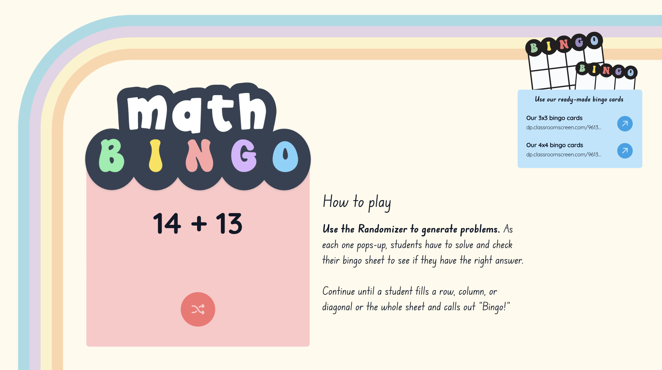 Free Math Bingo Game For Classroom Practice with Math Bingo Card Maker