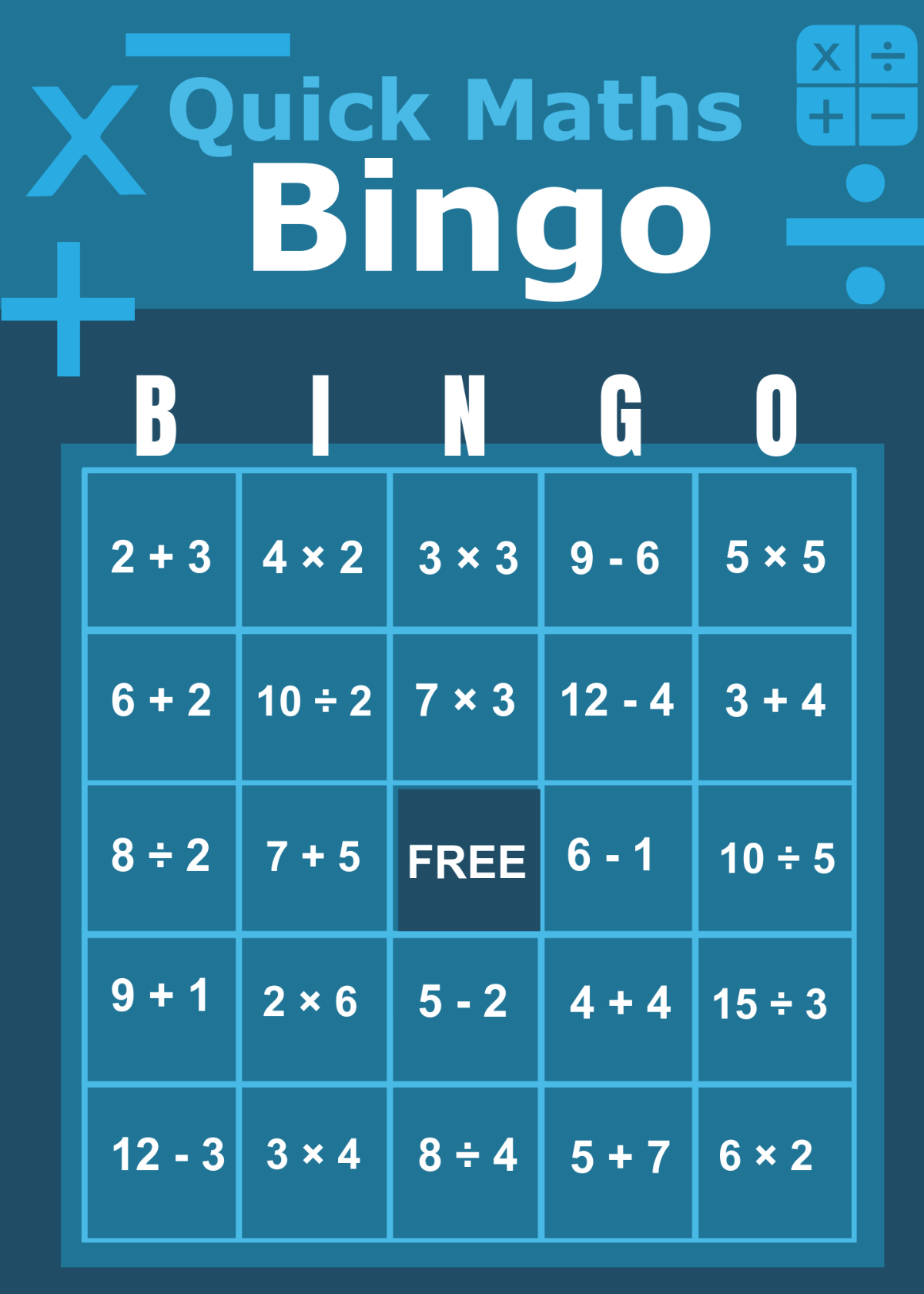 Free Math Bingo Template To Edit Online for Math Bingo Card Maker
