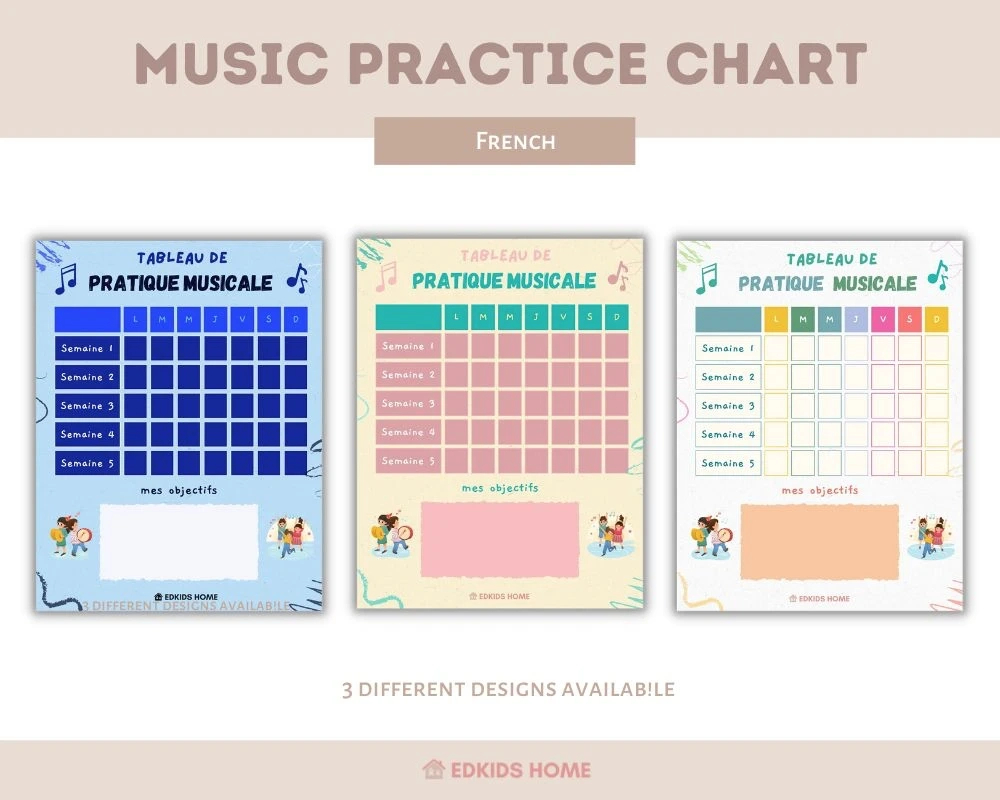 Free Music Practice Chart: Chinese, French, English - Edkids Home for Free Printable Music Practice Charts