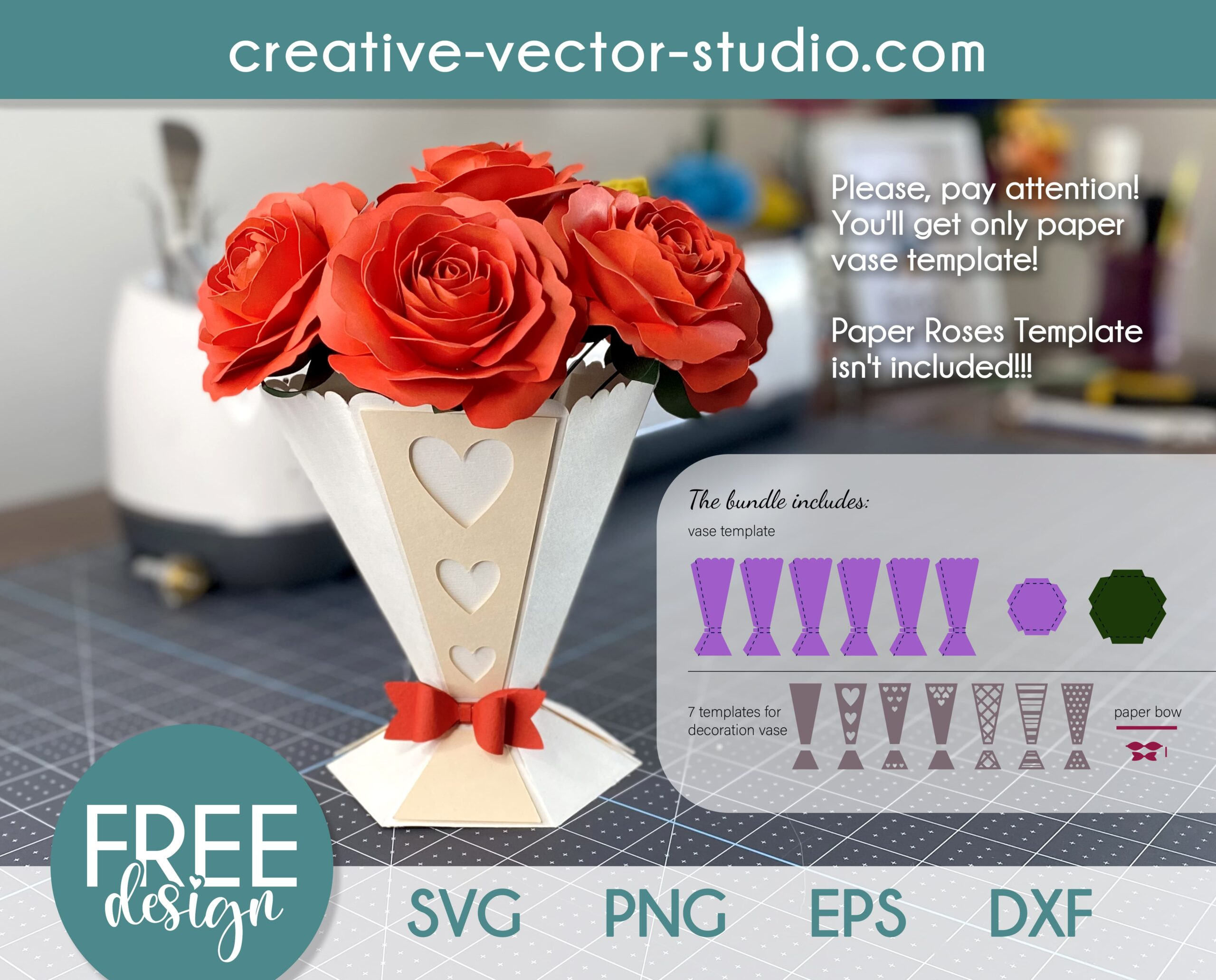 Free Paper Vase Svg Template | Creative Vector Studio pertaining to Printable Paper Vase Template