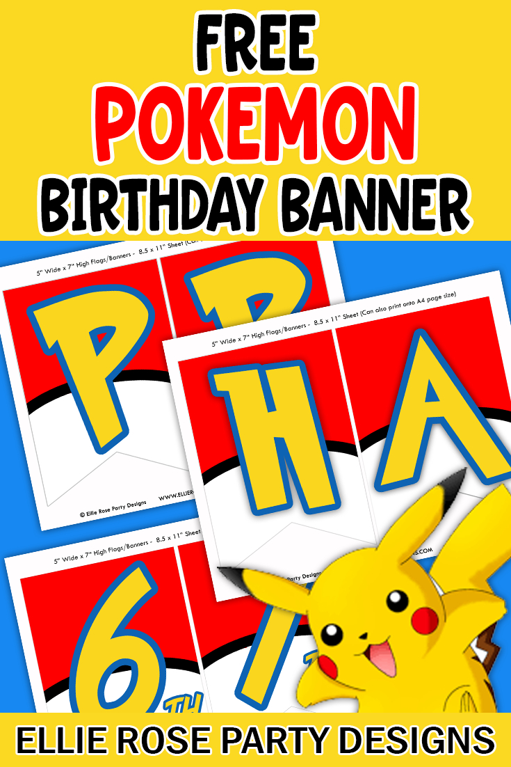 Free Pokemon Banner Printable | Ellierosepartydesigns with regard to Pokemon Birthday Free Printables