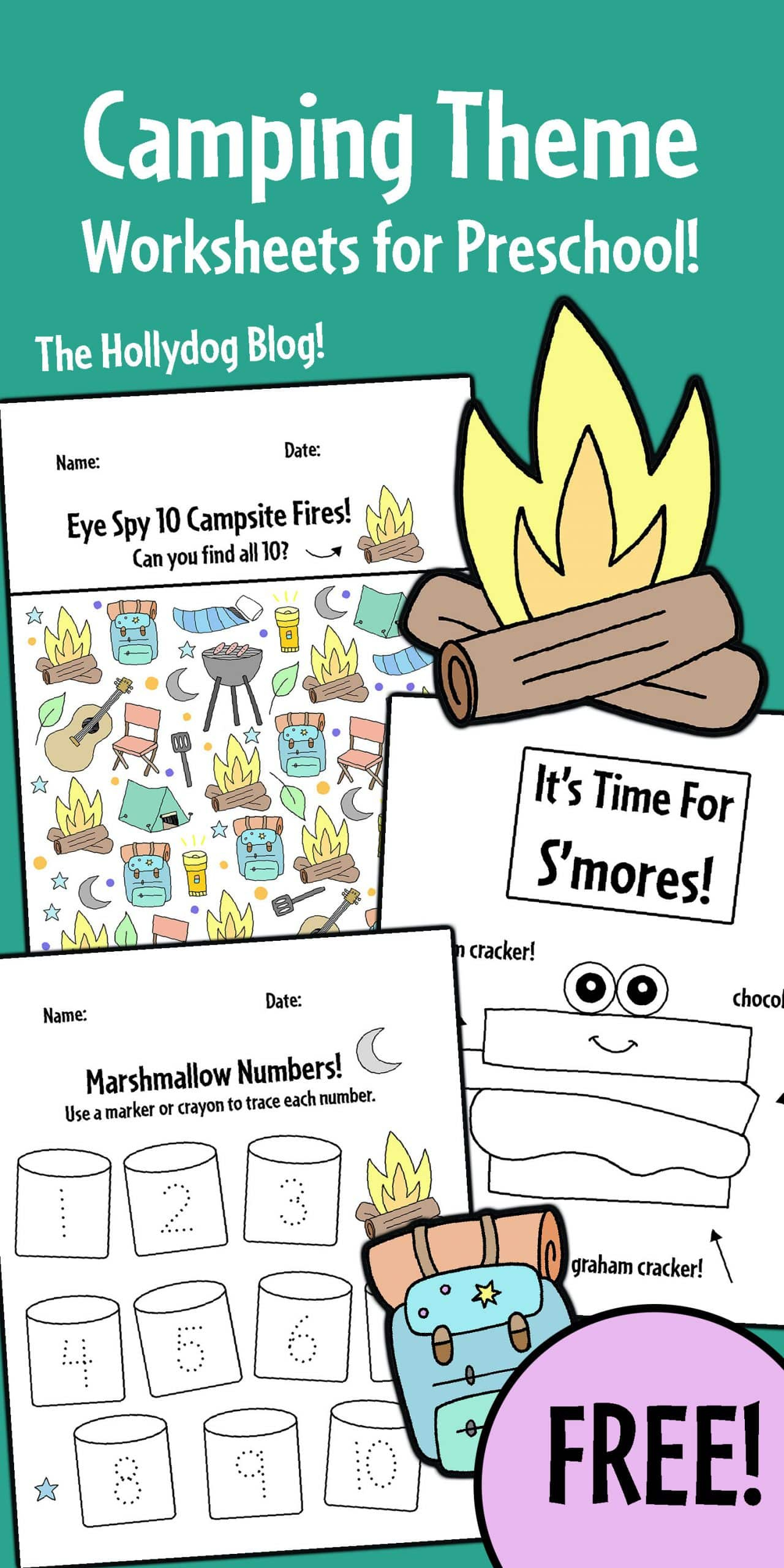 Free Preschool Camping Theme Worksheets! ⋆ The Hollydog Blog throughout Free Printable Camping Worksheets For Preschoolers