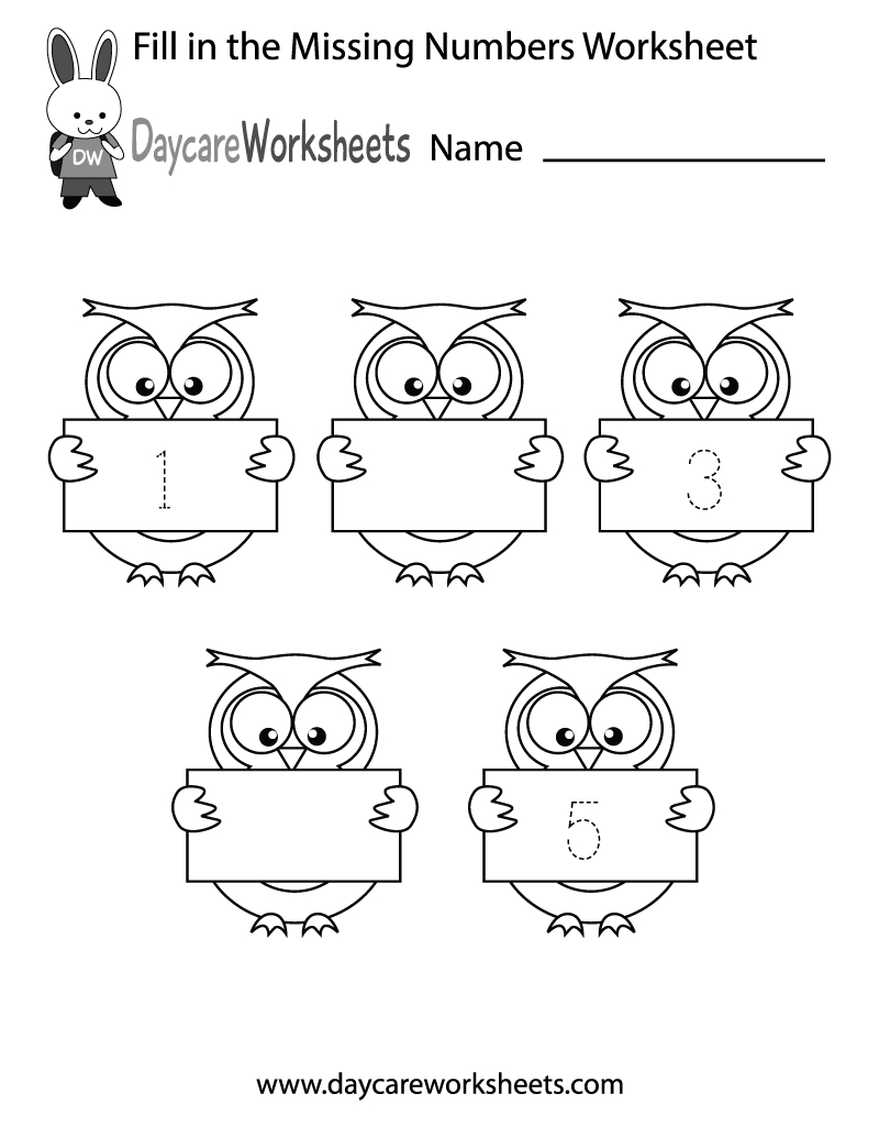 Free Preschool Fill In The Numbers Worksheet within Preschool Numbers Worksheet Printable
