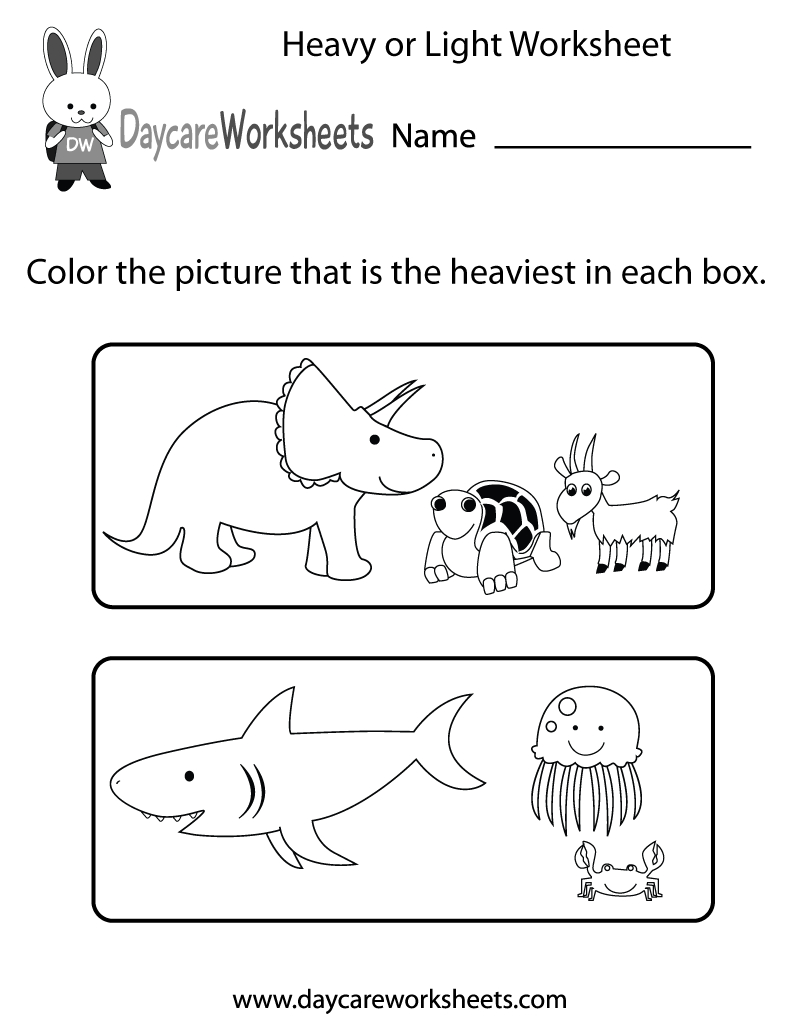 Free Preschool Heavy Or Light Worksheet inside Heavier Or Lighter Worksheet Printable