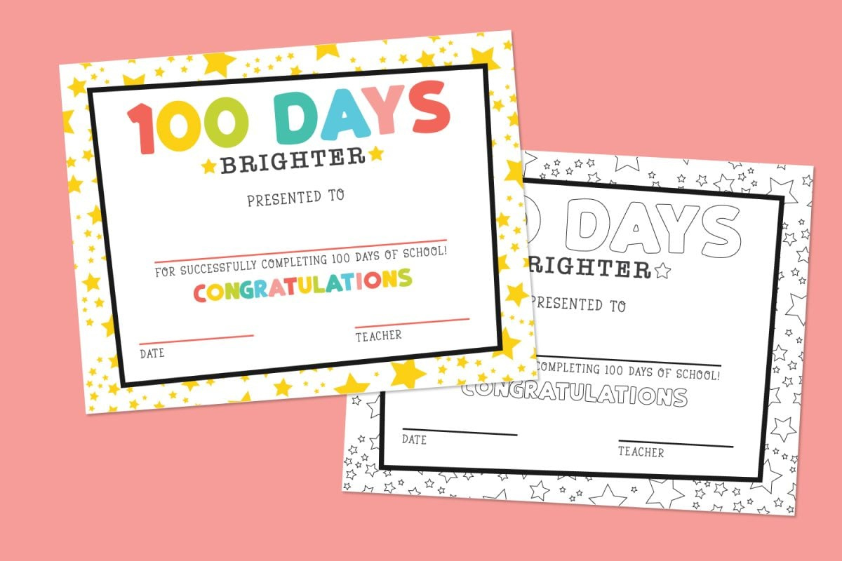 Free Printable 100 Days Of School Certificate - Hey, Let&amp;#039;S Make Stuff within 100 Days Smarter Certificate Free Printable