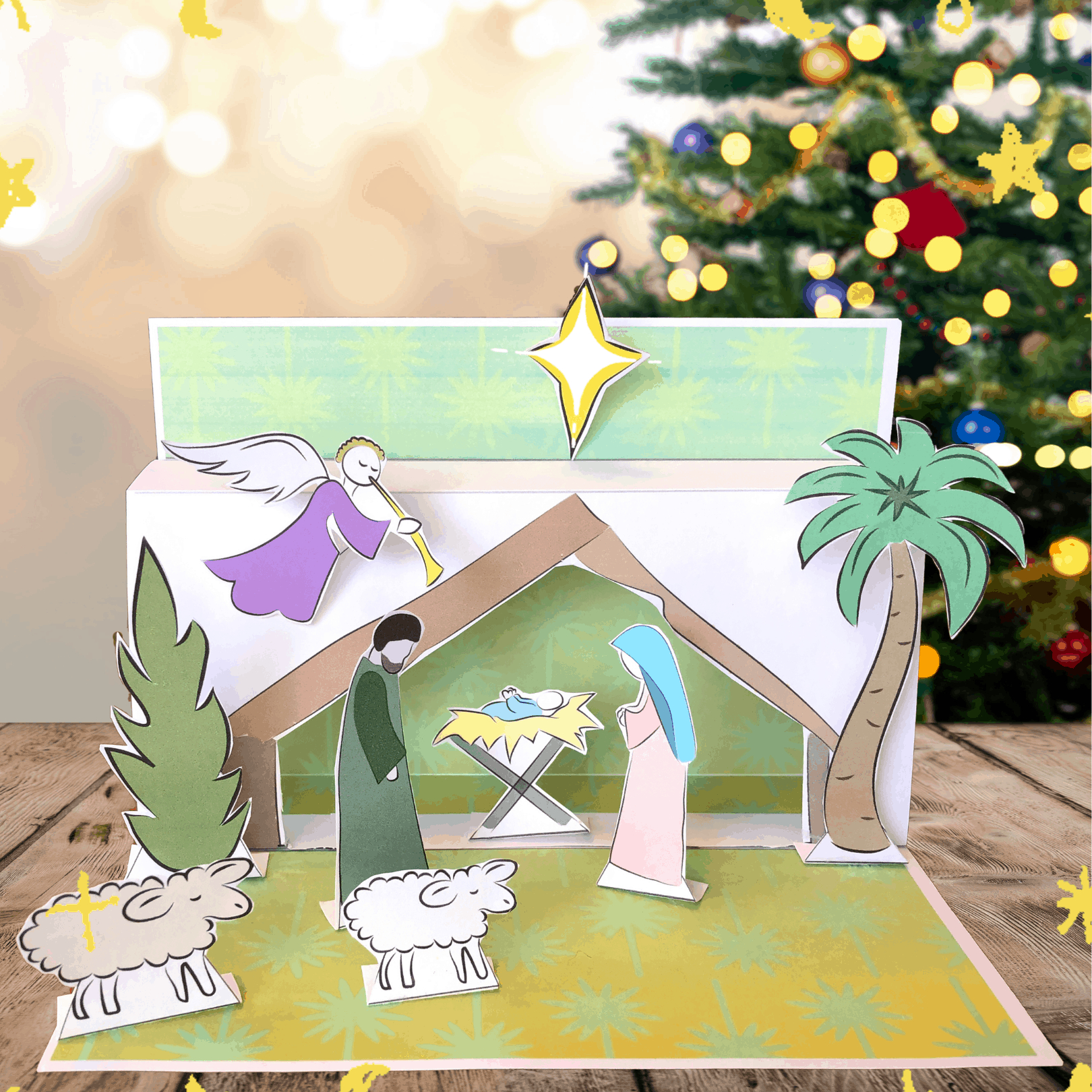 Free Printable 3D Nativity Scene - Favorite Families intended for Free Printable Nativity Set