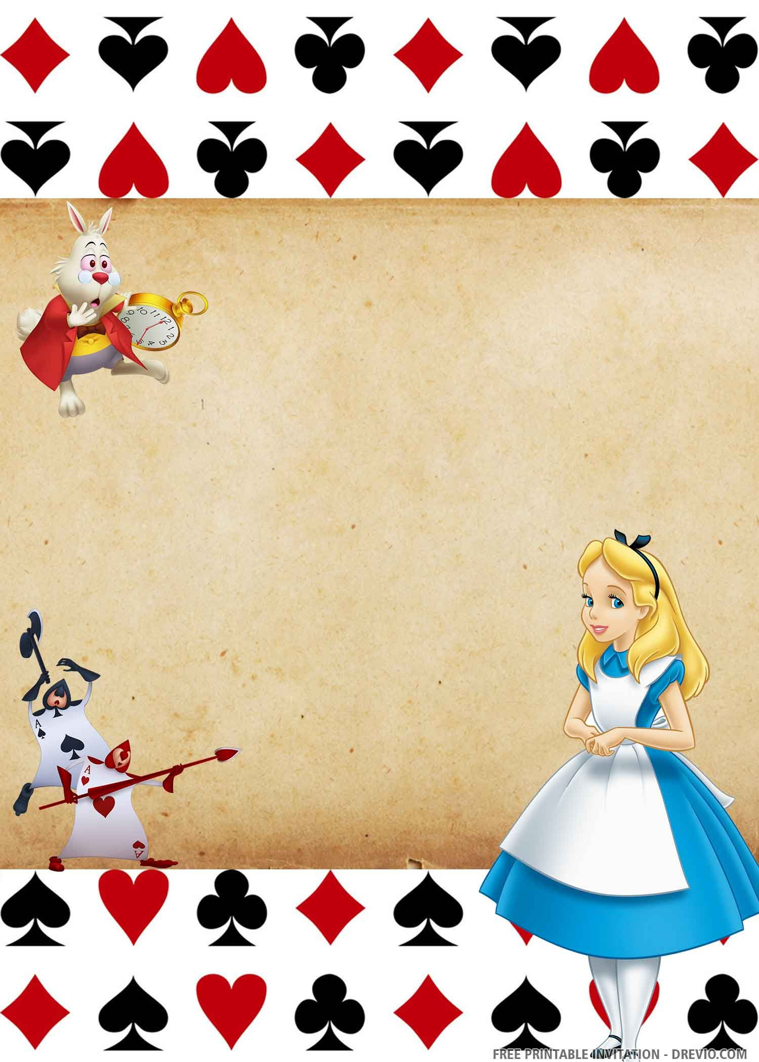 Free Printable) – Alice In The Wonderland Birthday Invitation inside Templates Free Printable Free Downloadable Alice In Wonderland Invitations