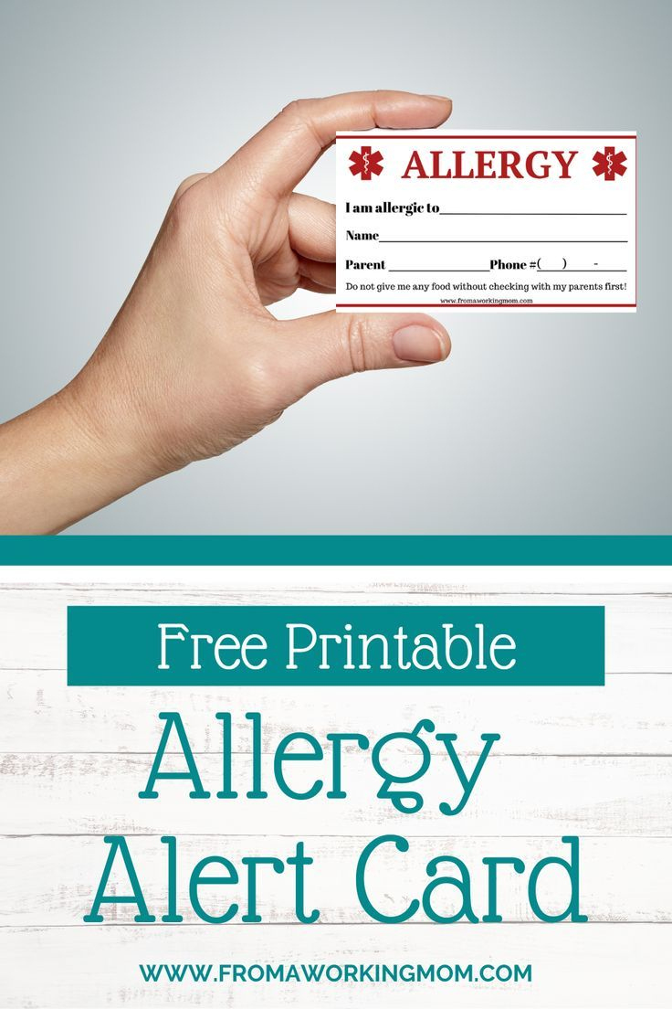 Free Printable Allergy Alert Card pertaining to Free Printable Allergy Cards