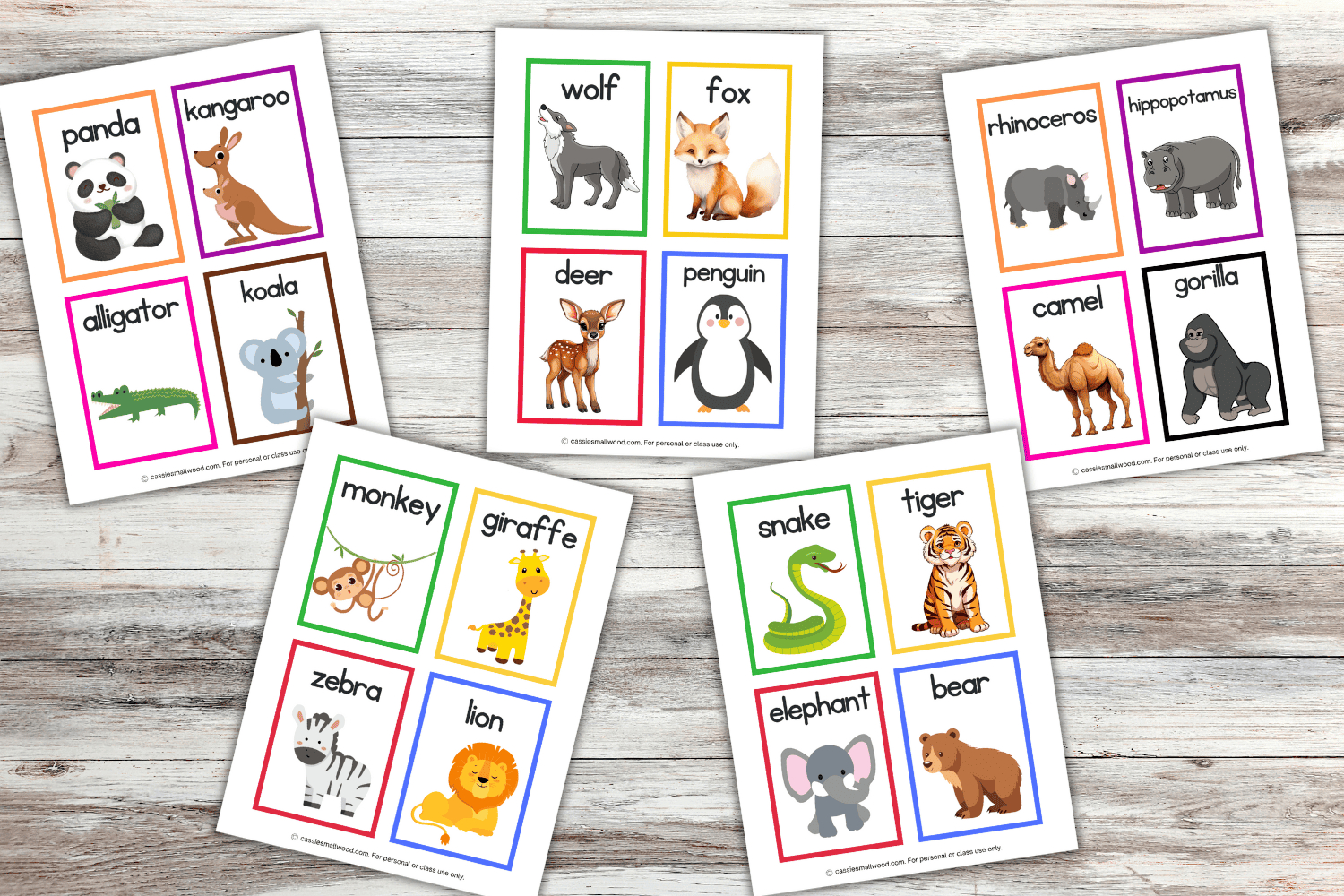 Free Printable Animal Flash Cards For Preschool Kids - Cassie for Free Printable Animal Cards