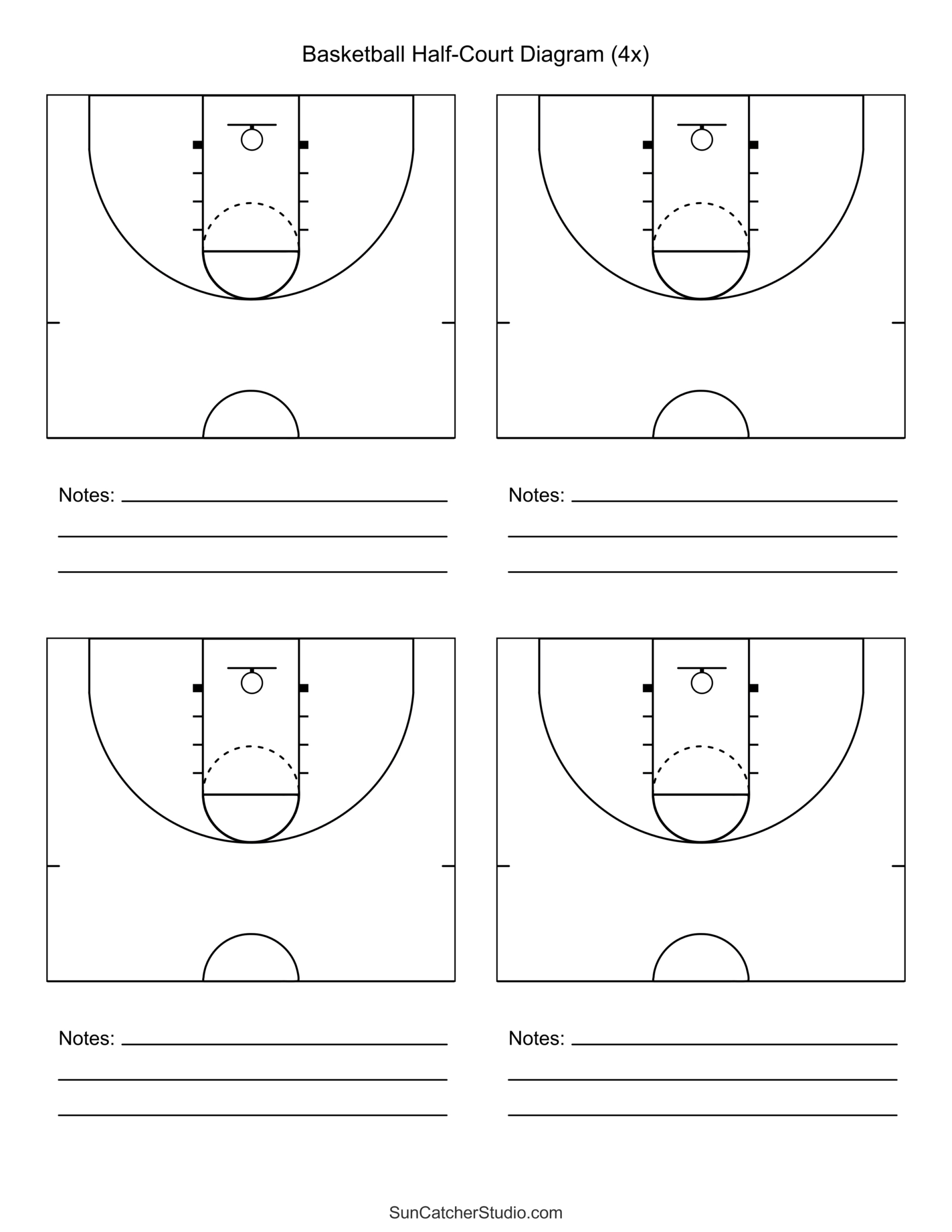 Free Printable Basketball Court Diagrams &amp;amp; Layout – Free for Printable Free Printable Half Court Basketball Diagram