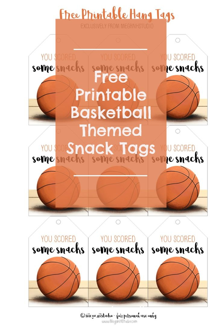 Free Printable Basketball Themed Snack Tags for Free Printable Basketball Tags