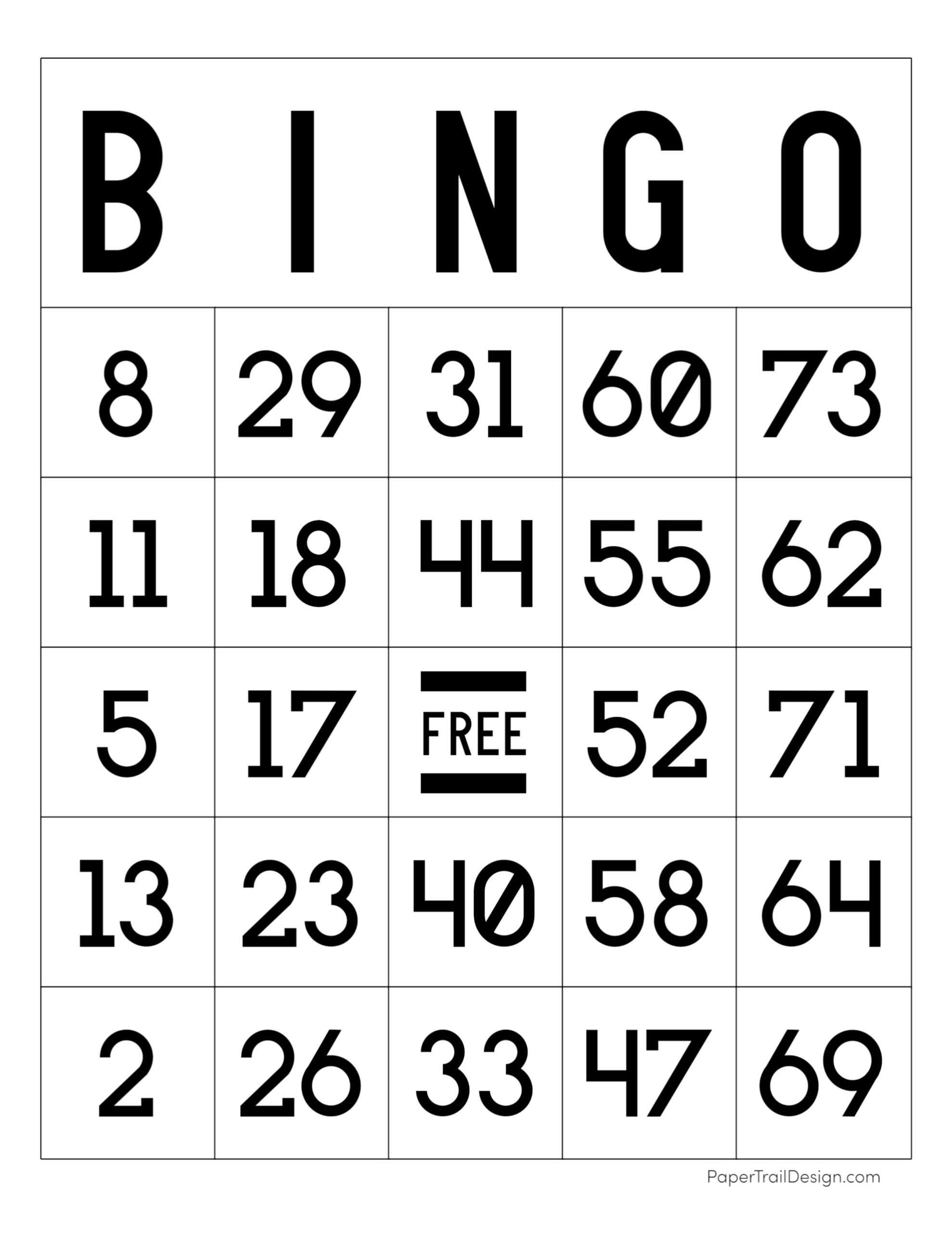 Free Printable Bingo Cards - Paper Trail Design intended for Bingo Cards Creator Free