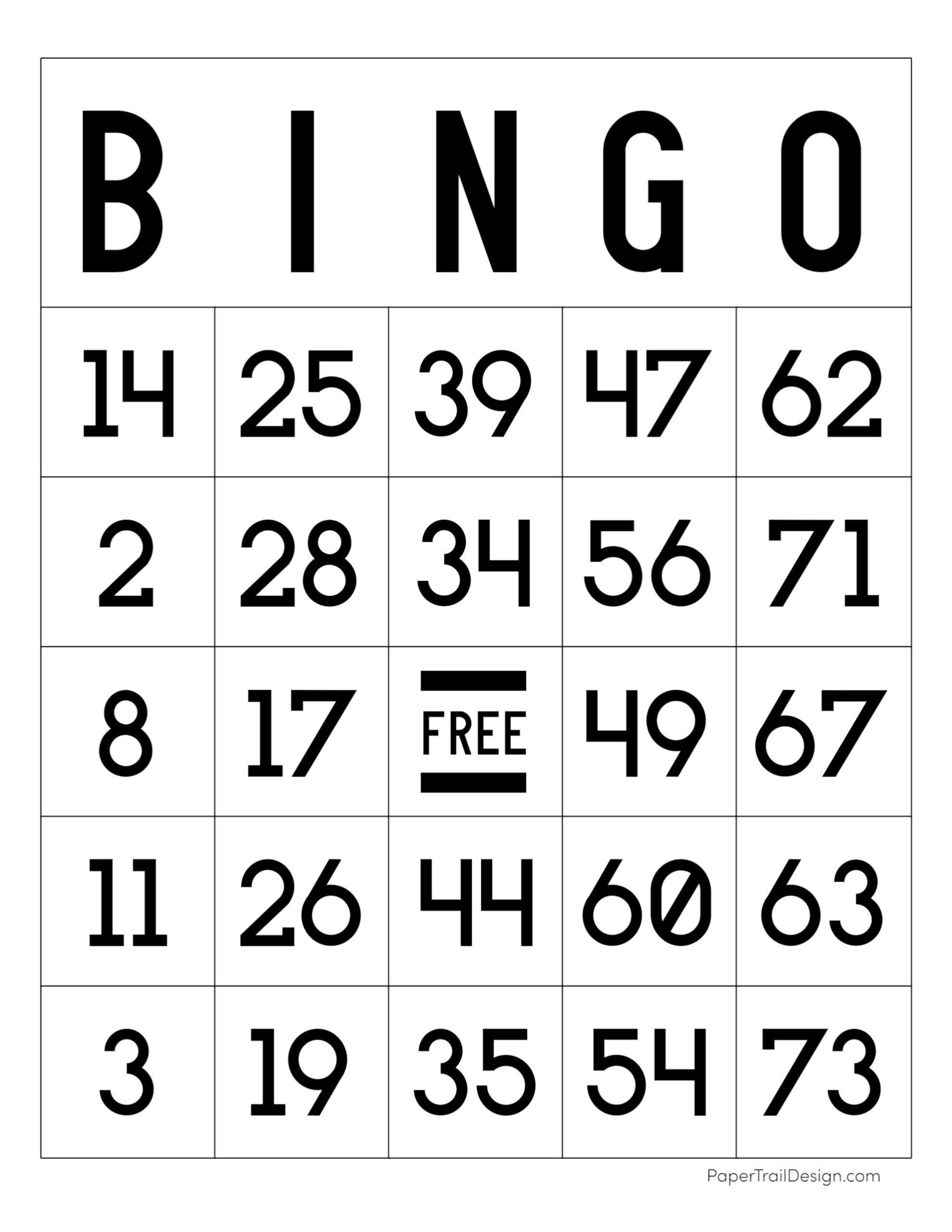 Free Printable Bingo Cards - Paper Trail Design regarding Bingo Cards Free Printable Numbers