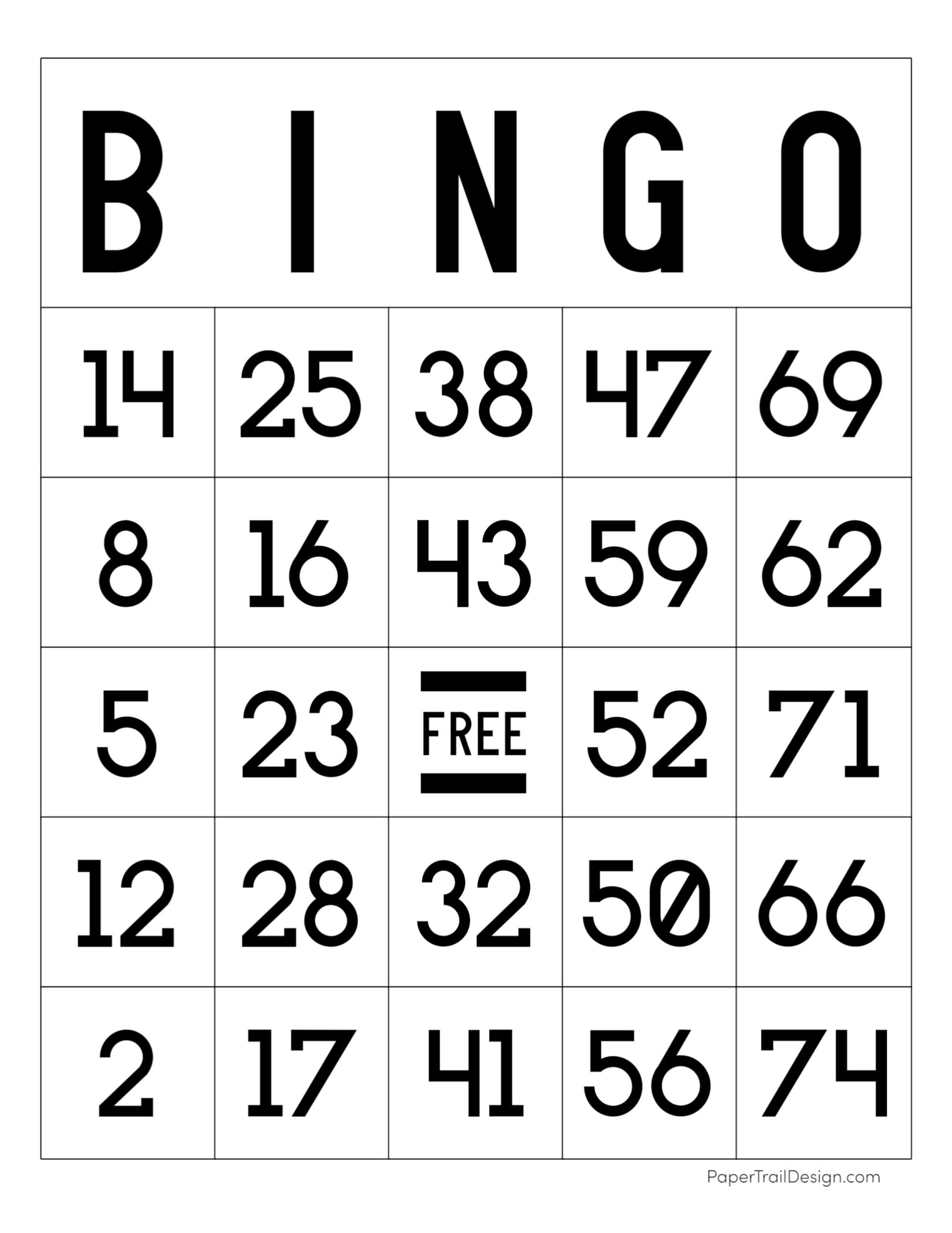 Free Printable Bingo Cards - Paper Trail Design regarding Bingo Cards to Printable Free