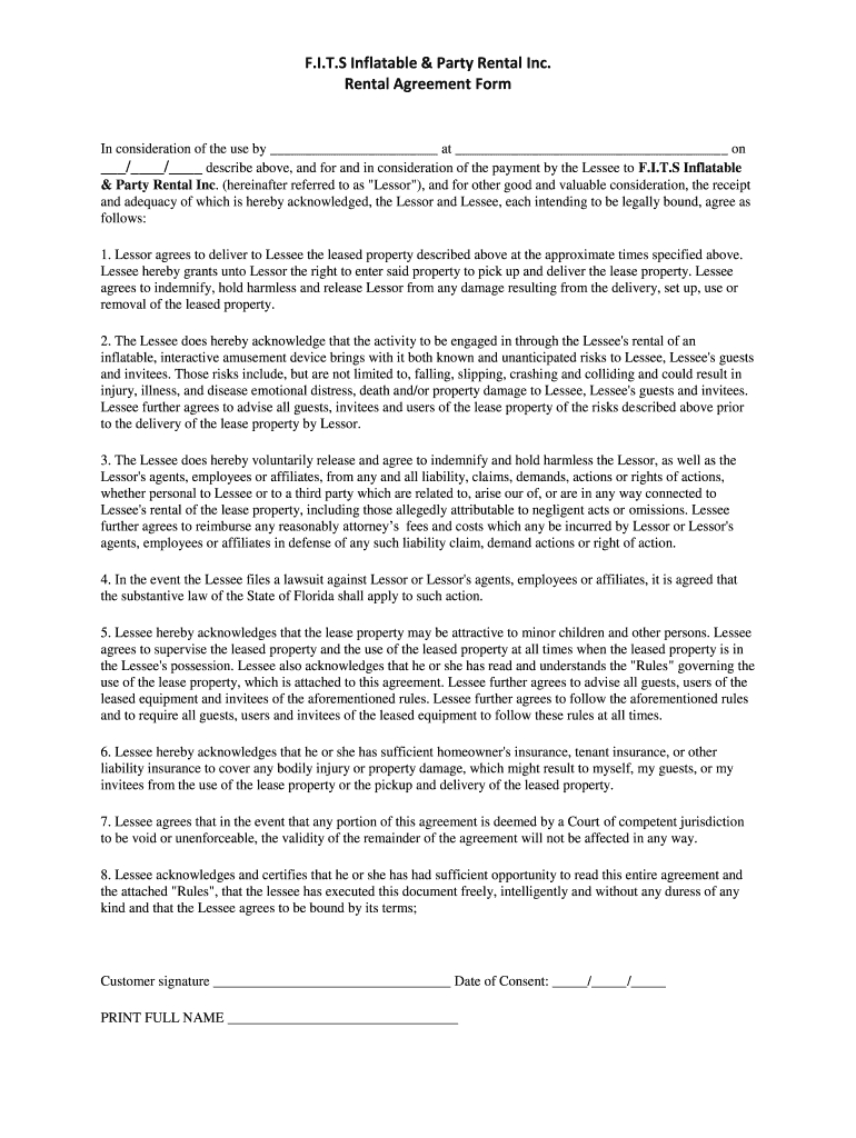 Free Printable Bounce House Rental Agreement: Fill Out &amp;amp; Sign with Printable Bounce House Rental Agreement