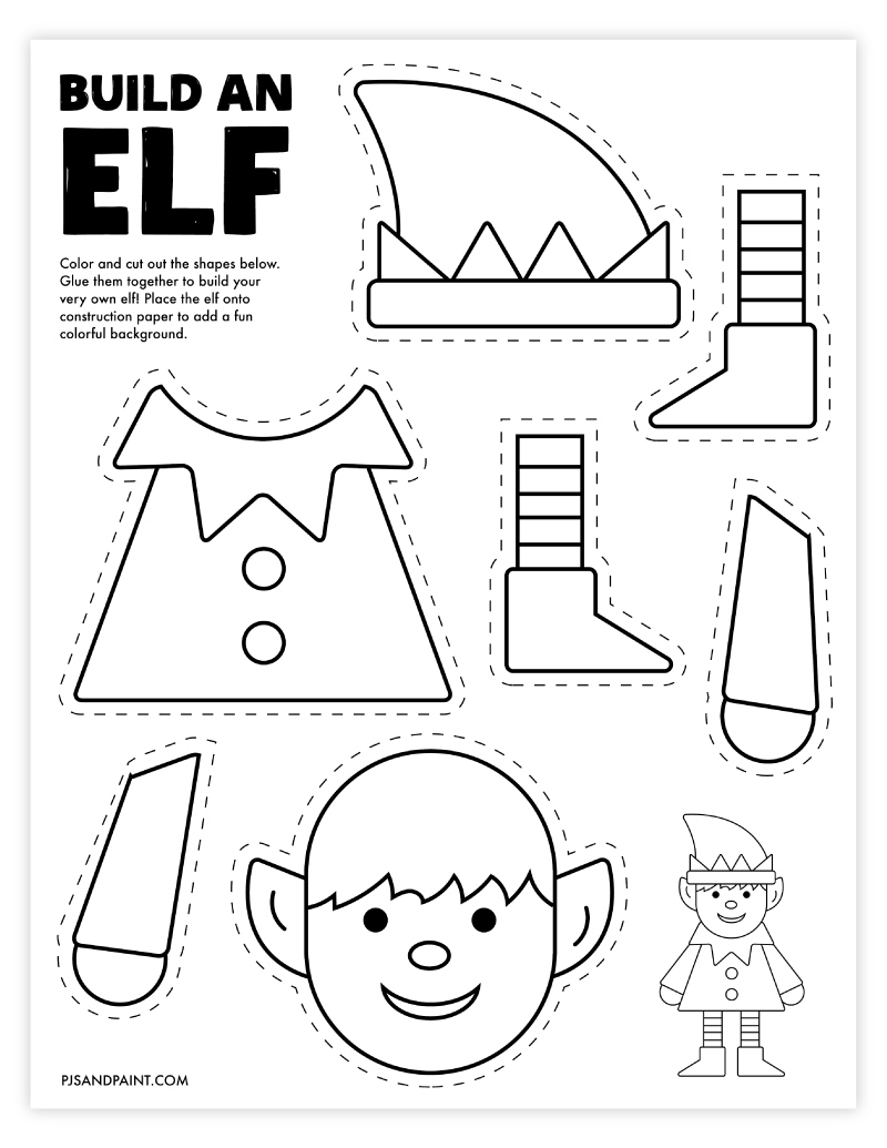 Free Printable Build An Elf Craft - Pjs And Paint throughout Free Elf Printable Template