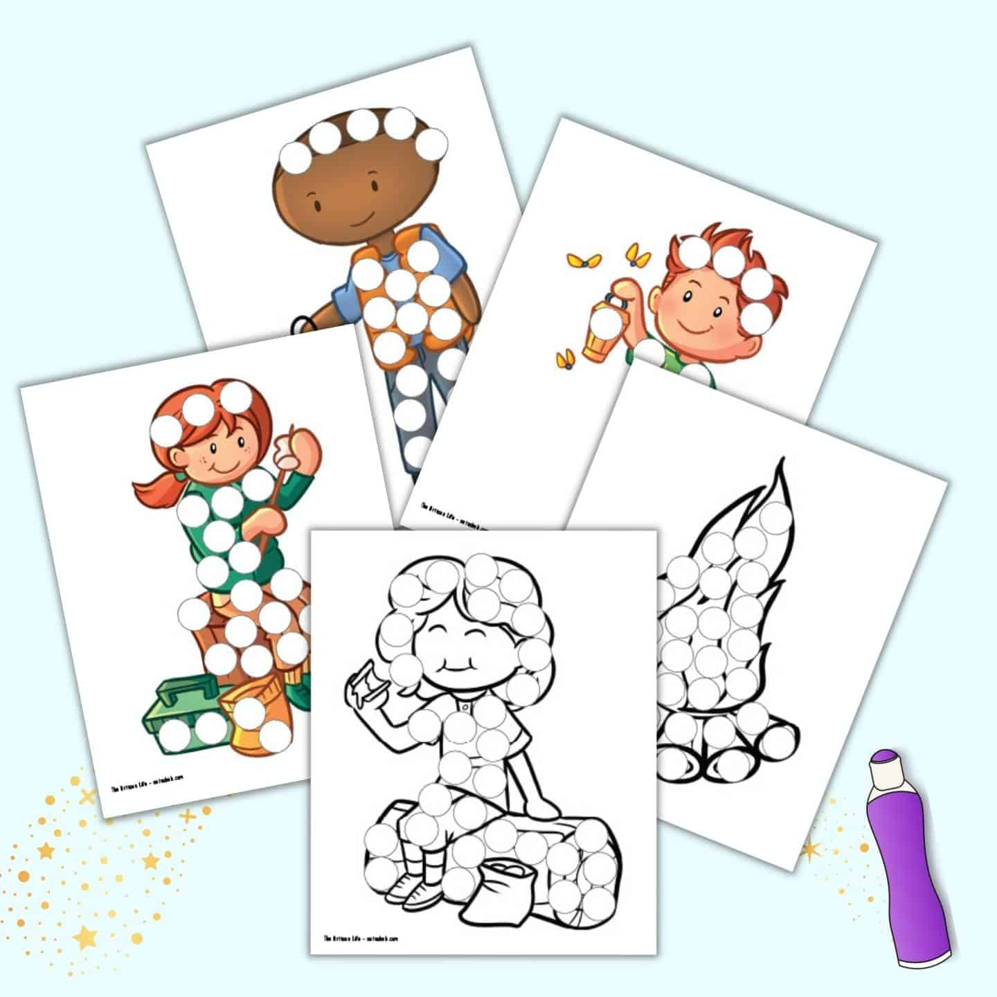 Free Printable Camping Themed Dot Marker Pages - The Artisan Life with regard to Camping Do a Dot Printables